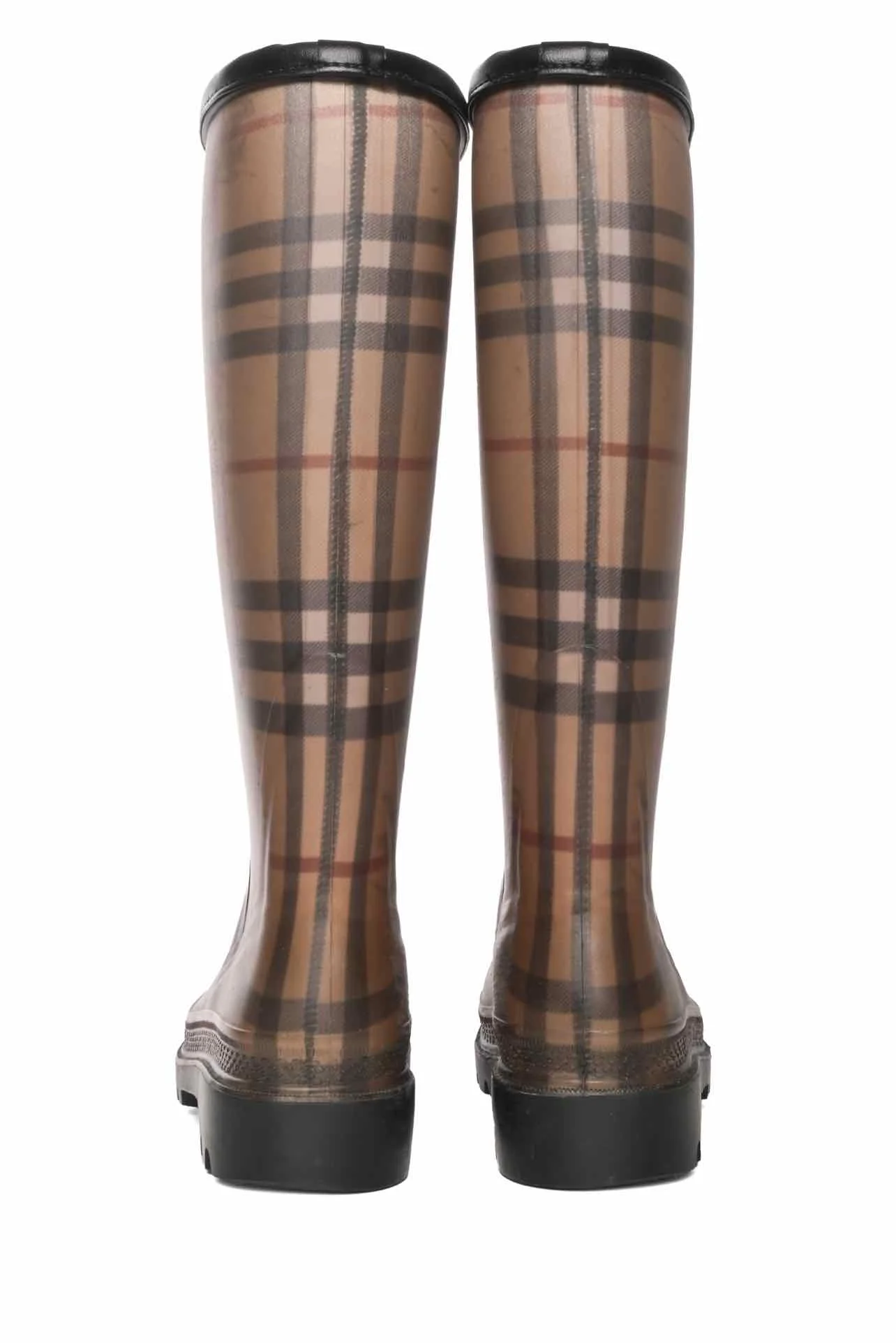 Burberry Size 37 Check Print Rubber Rain Boots - Image 4