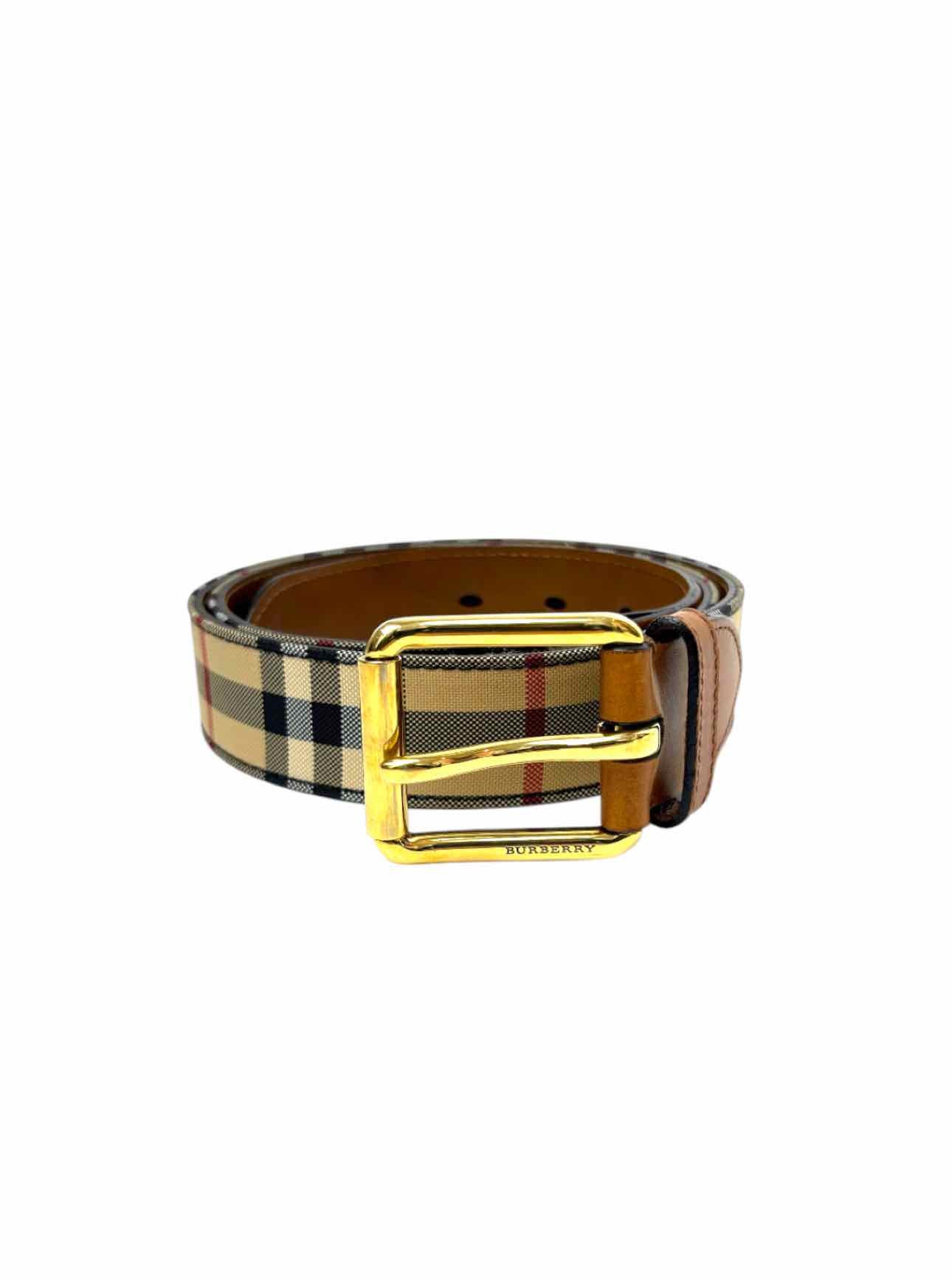 Burberry Size 40 Canvas & Leather Plaid Belt - Image 2