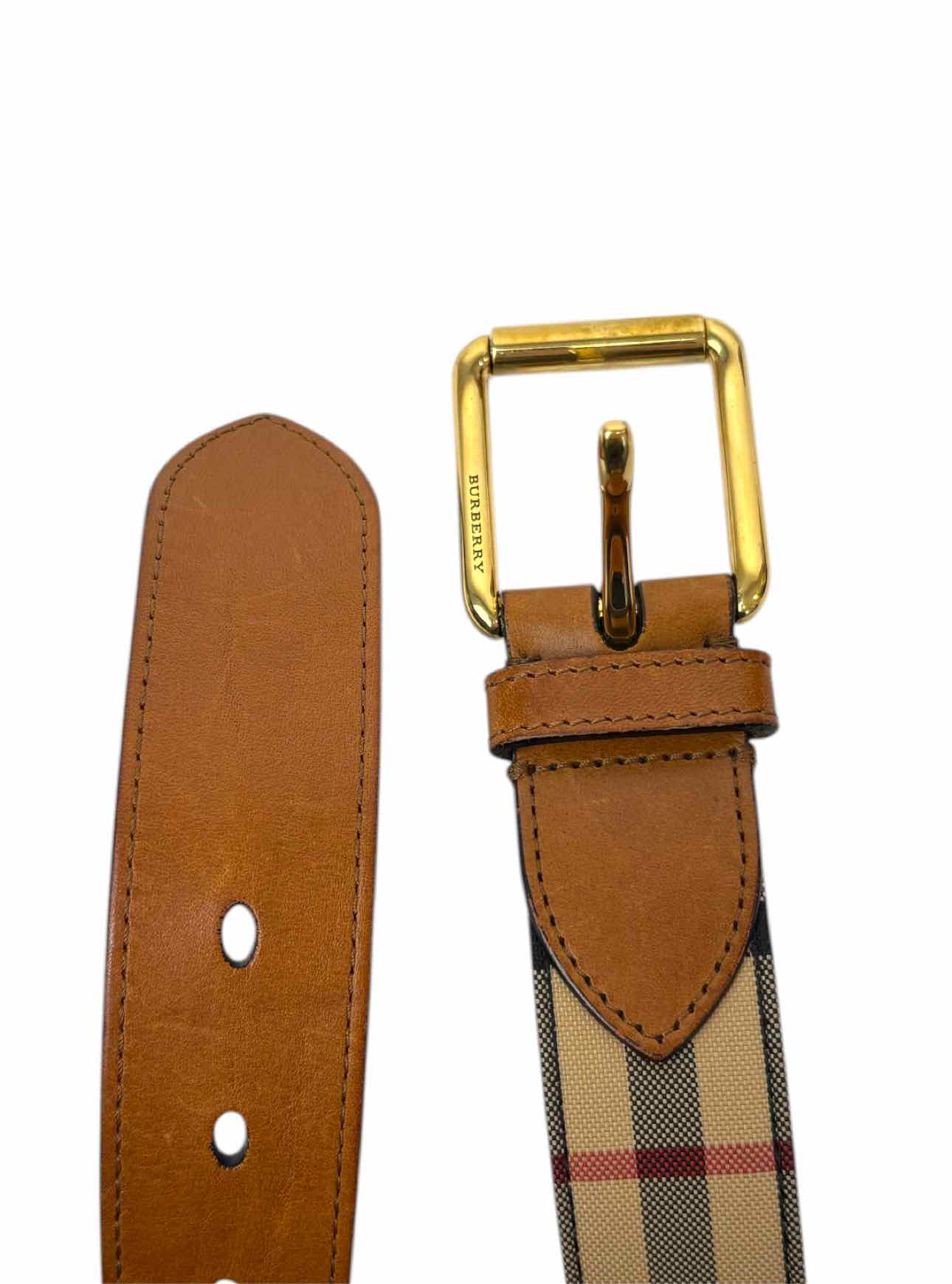 Burberry Size 40 Canvas & Leather Plaid Belt - Image 3