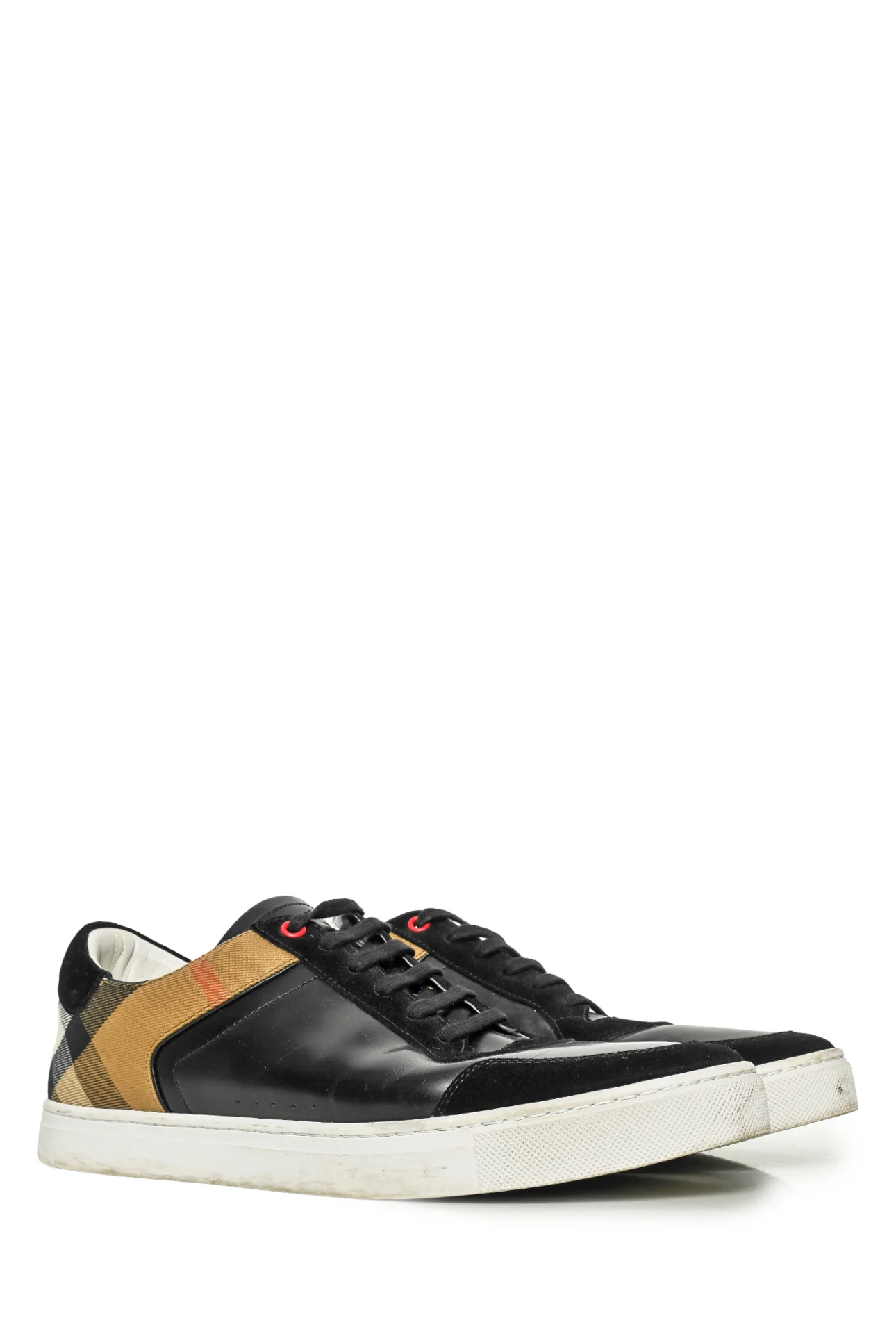 Burberry Size 46 Men's Leather, Suede & Check Sneakers - Image 2