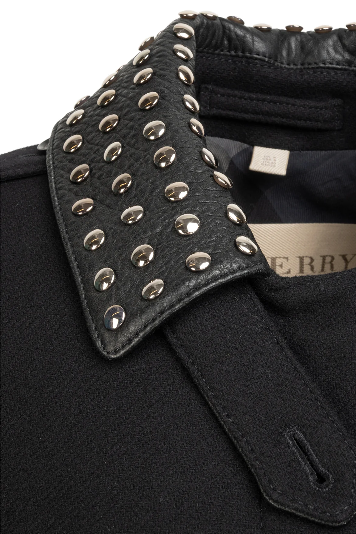 Burberry Size 6 Studded Mid-Length Wool Blend Coat - Image 3
