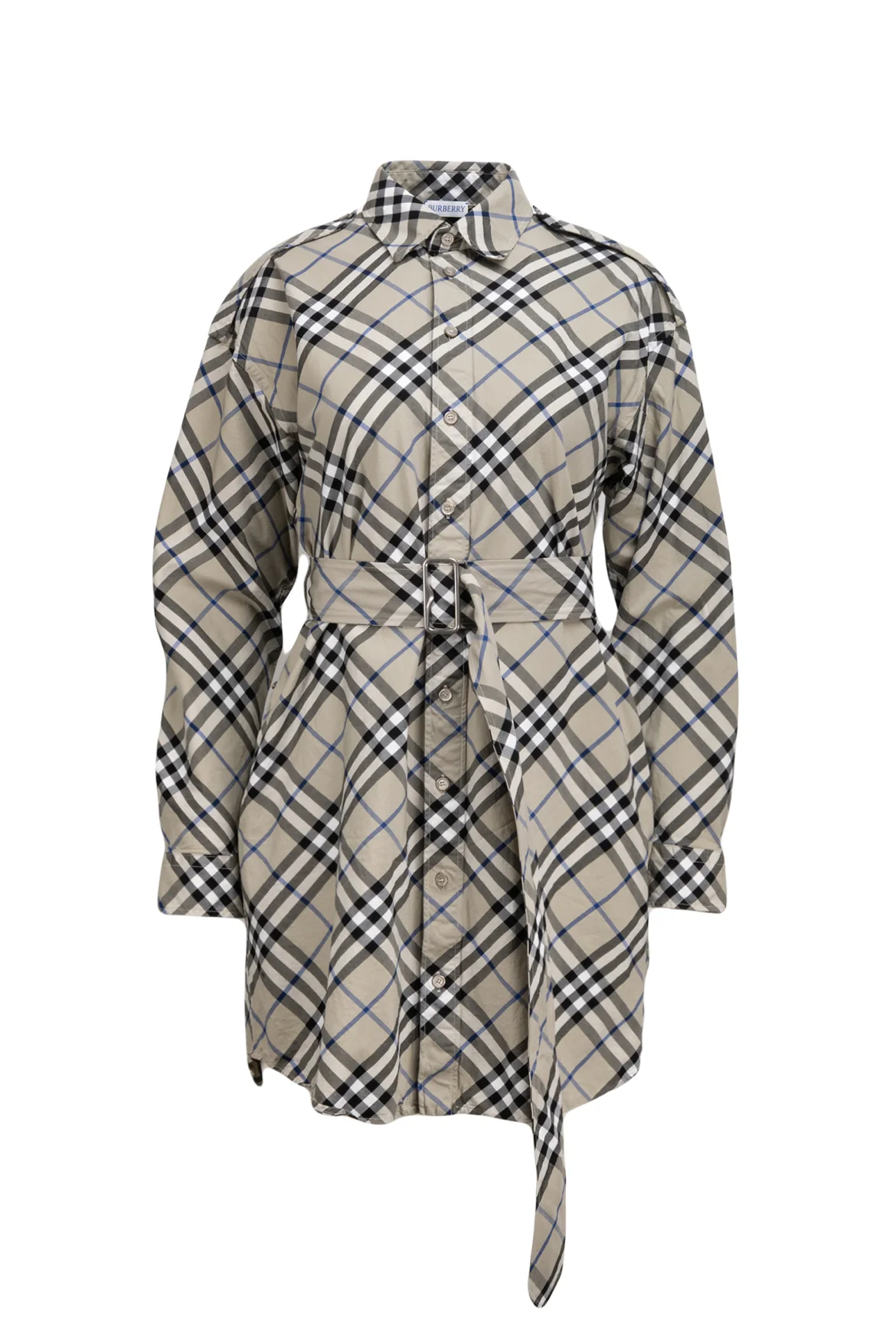 Burberry Size 8 Check Print Belted Cotton Shirt Dress