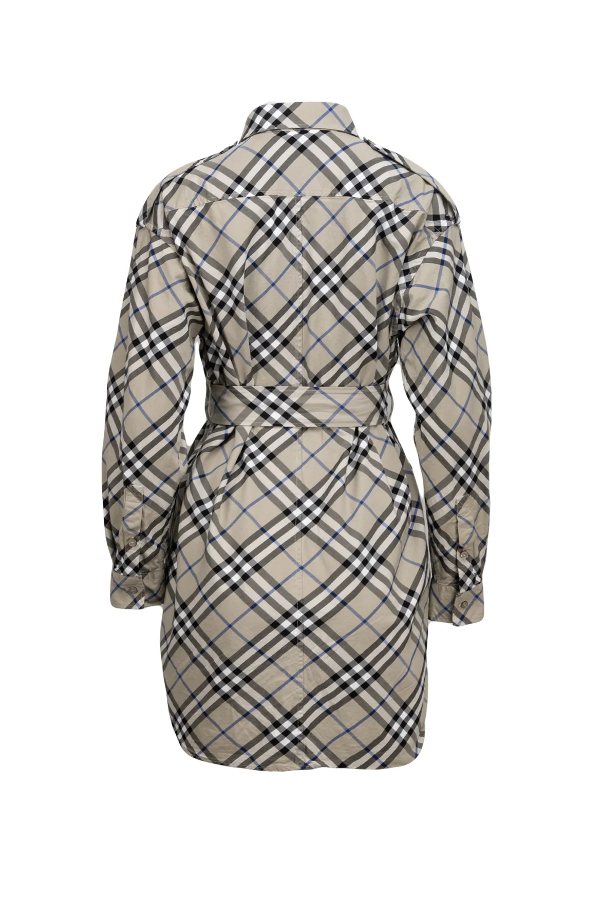 Burberry Size 8 Check Print Belted Cotton Shirt Dress - Image 2