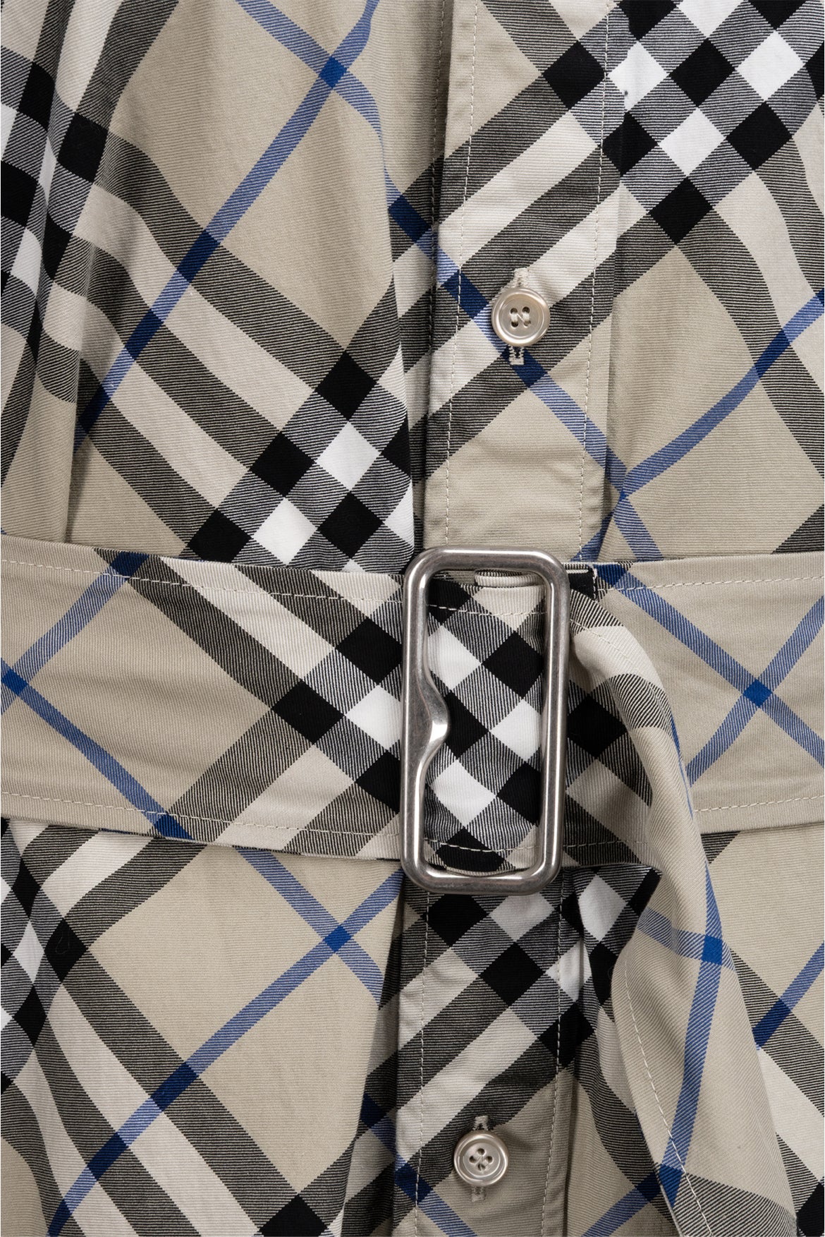 Burberry Size 8 Check Print Belted Cotton Shirt Dress - Image 3