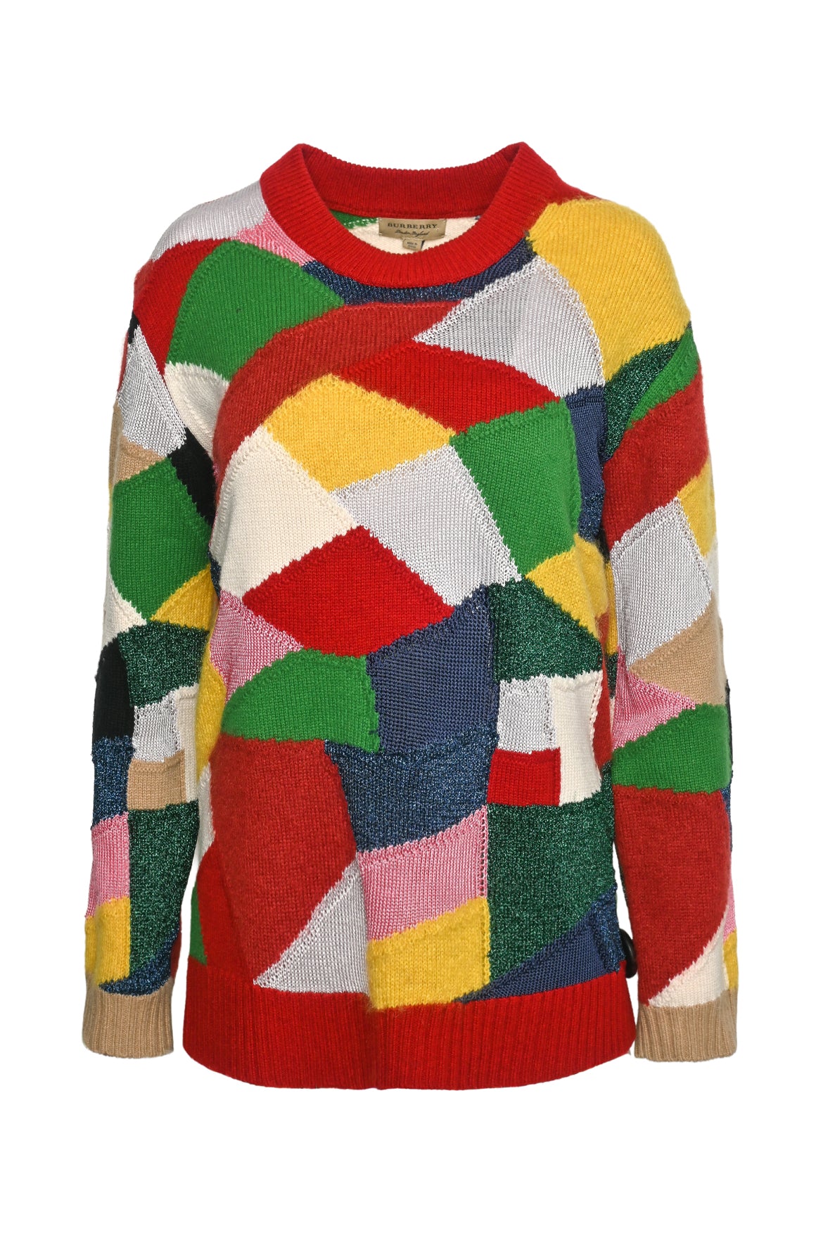 Burberry Size S Patchwork Cashmere And Wool Blend Sweater