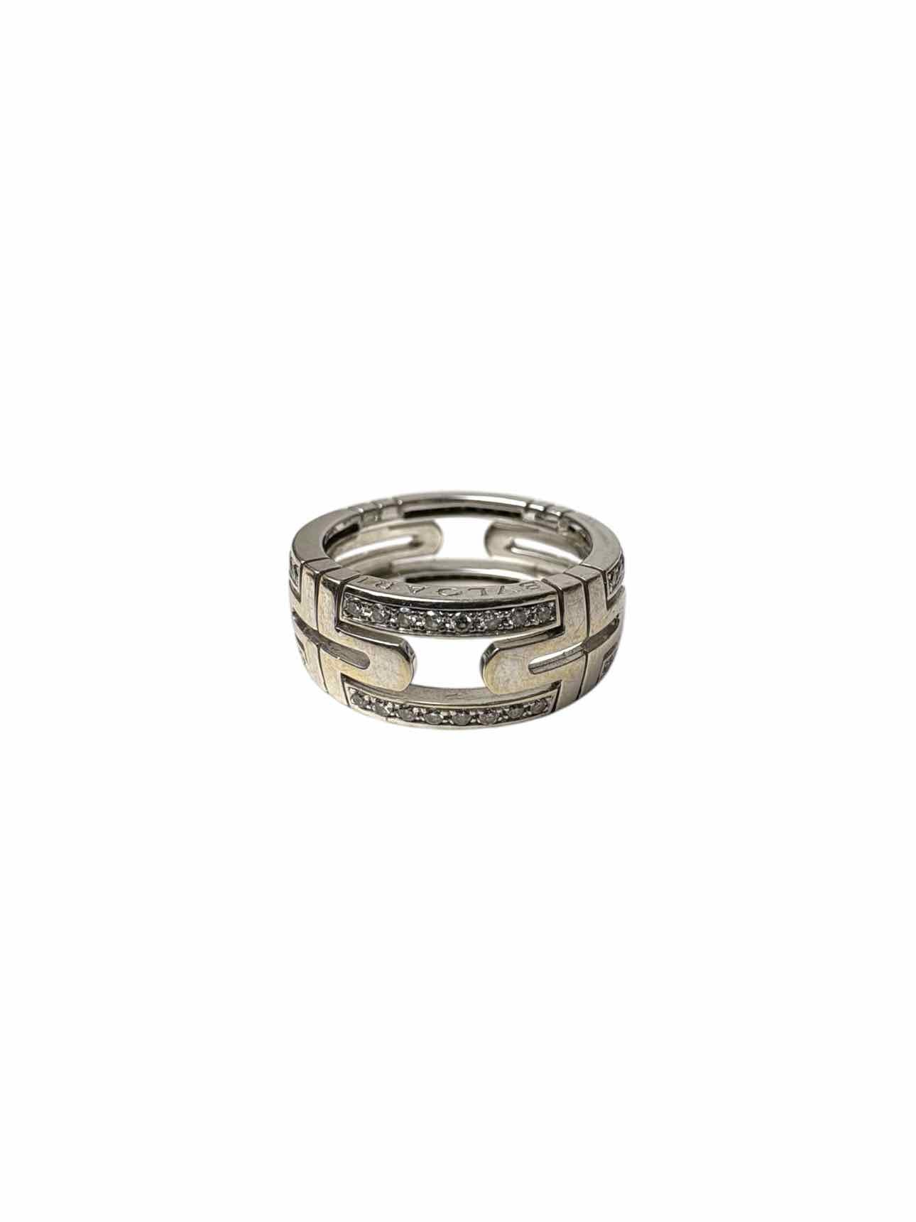 Bvlgari Size 7 18K White Gold & Diamond Parentesi Ring - Image 2