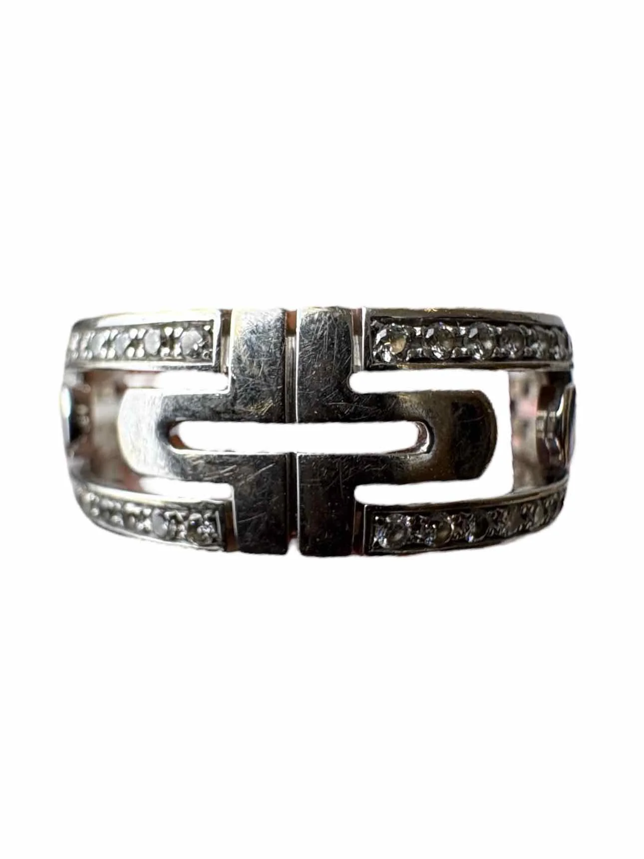 Bvlgari Size 7 18K White Gold & Diamond Parentesi Ring - Image 3