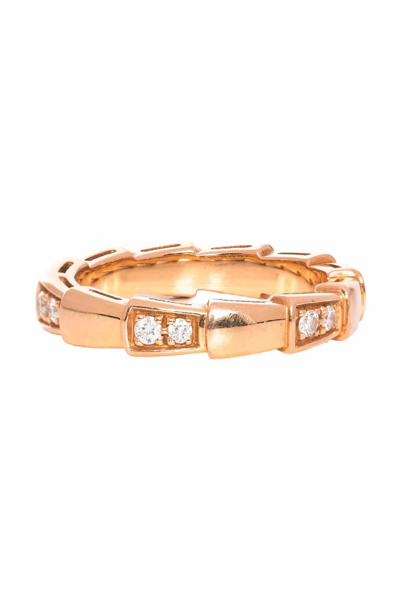 Bvlgari Size 5 18K Rose Gold & Diamonds Serpenti Viper Ring - Image 2