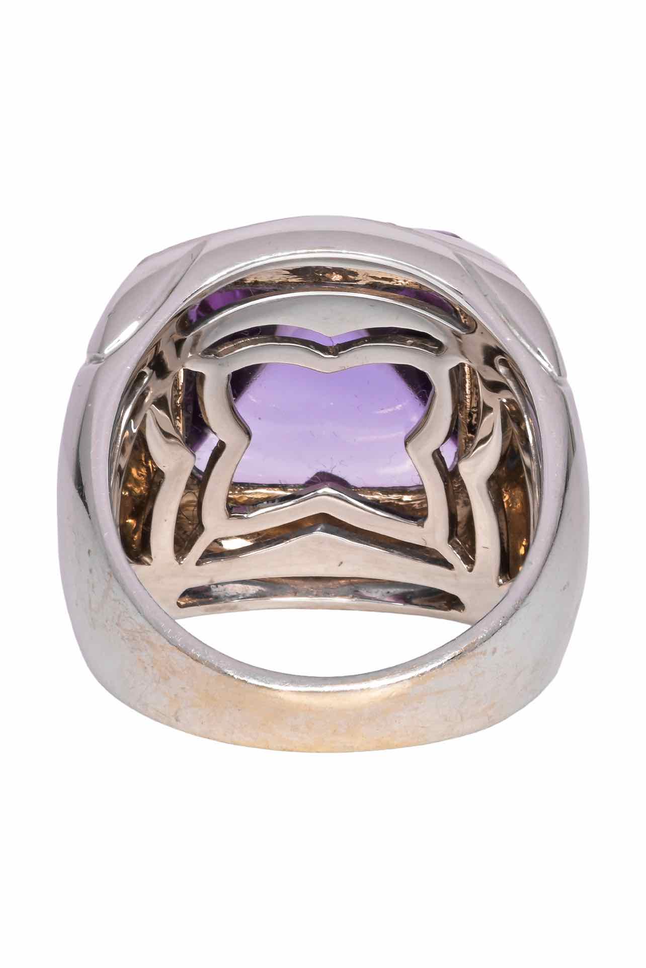 Bvlgari Size 5.5 18K White Gold & Amethyst Pyramid Ring - Image 2
