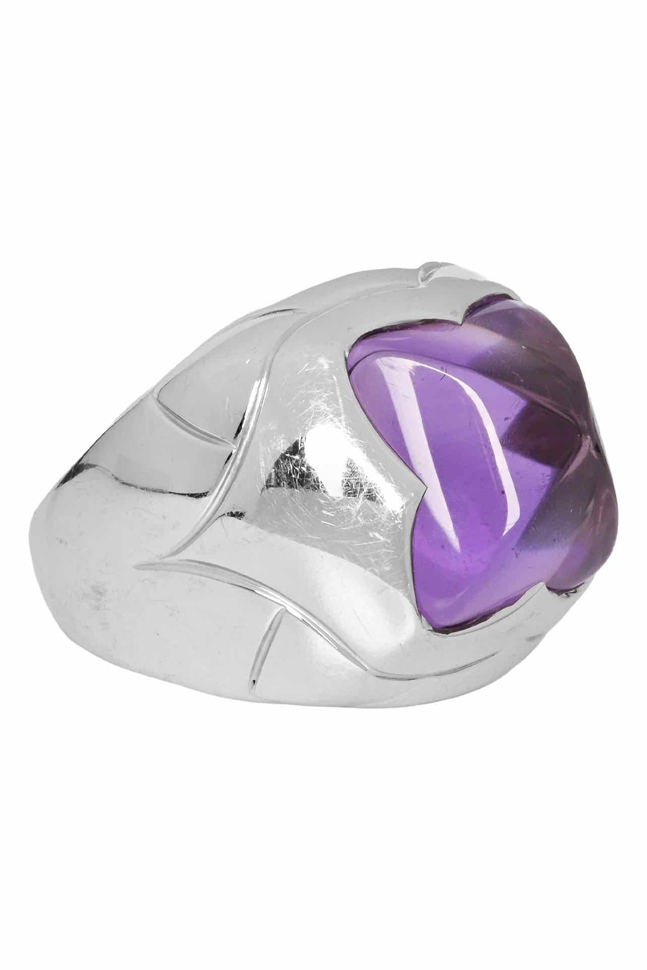 Bvlgari Size 5.5 18K White Gold & Amethyst Pyramid Ring - Image 3