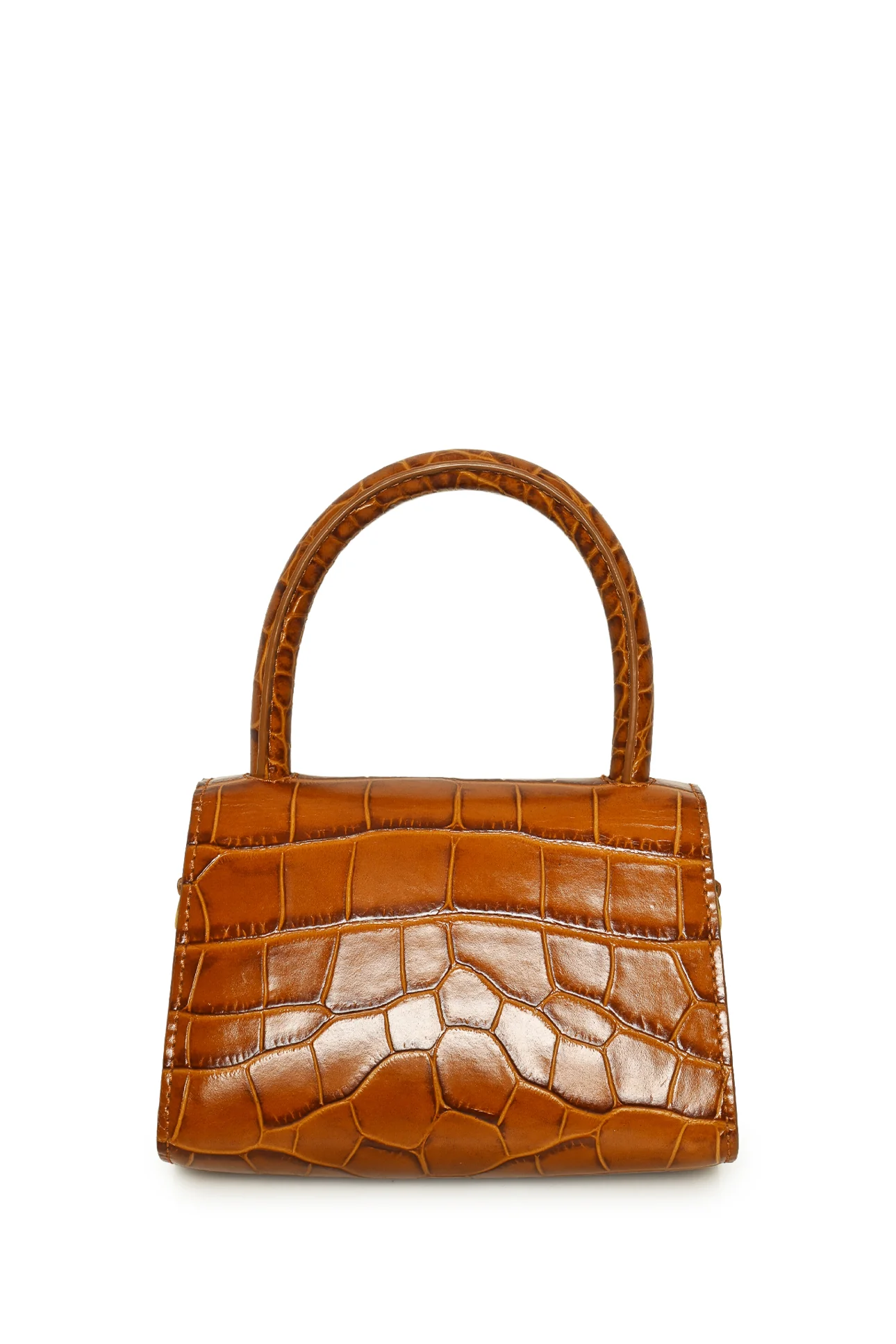 BY FAR Mini Croco Embossed Top Handle Purse - Image 3