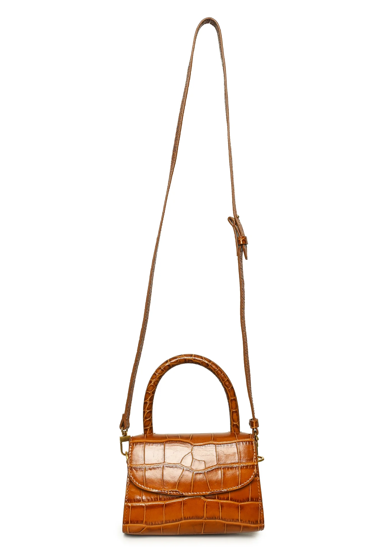 BY FAR Mini Croco Embossed Top Handle Purse - Image 5