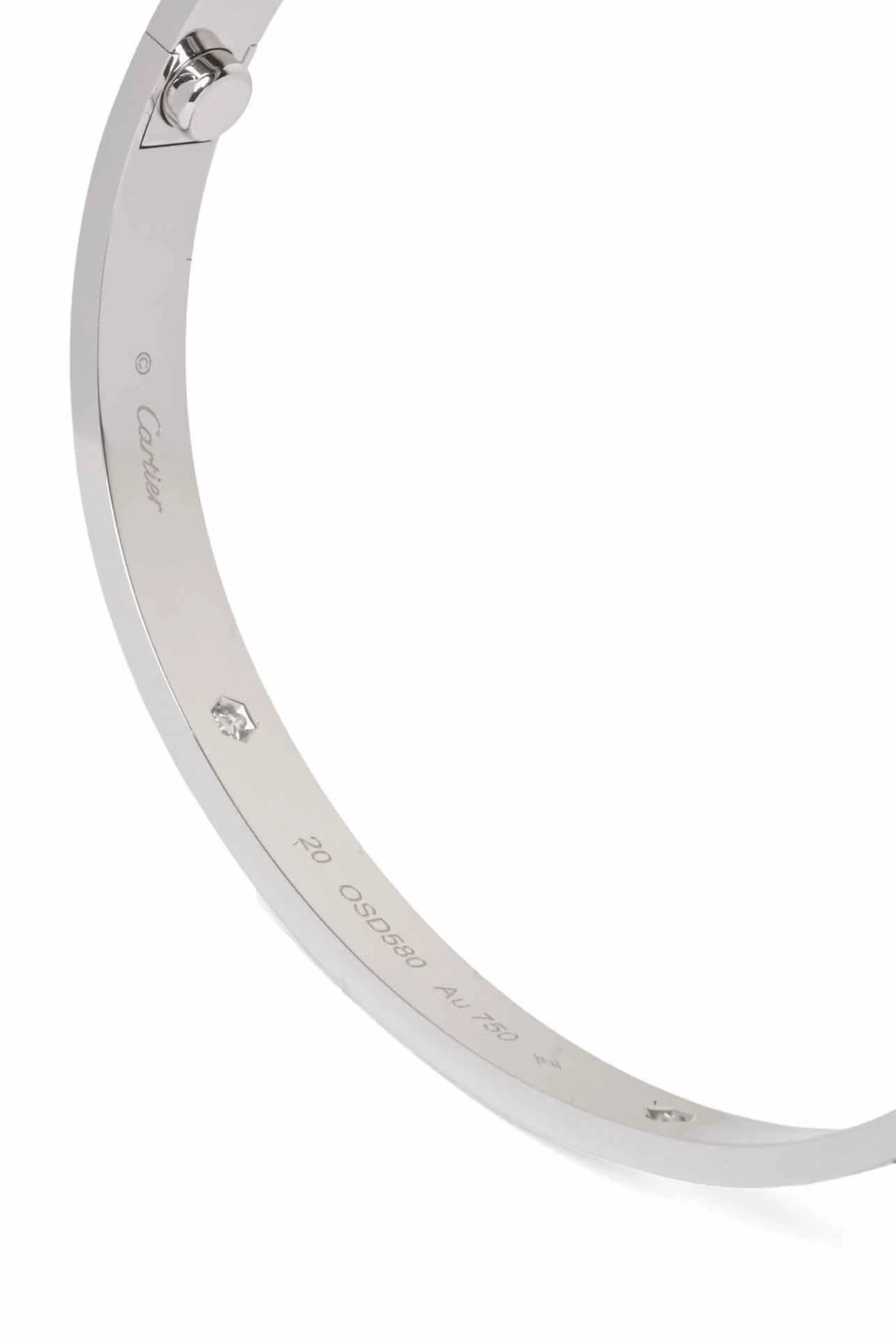 Cartier 18K White Gold 4 Diamond Classic Model Love Bracelet - Image 3