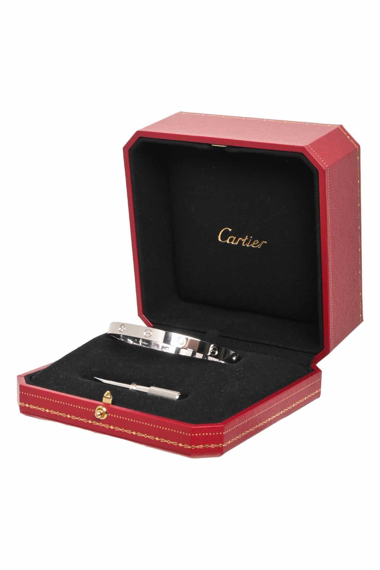 Cartier 18K White Gold 4 Diamond Classic Model Love Bracelet - Image 4