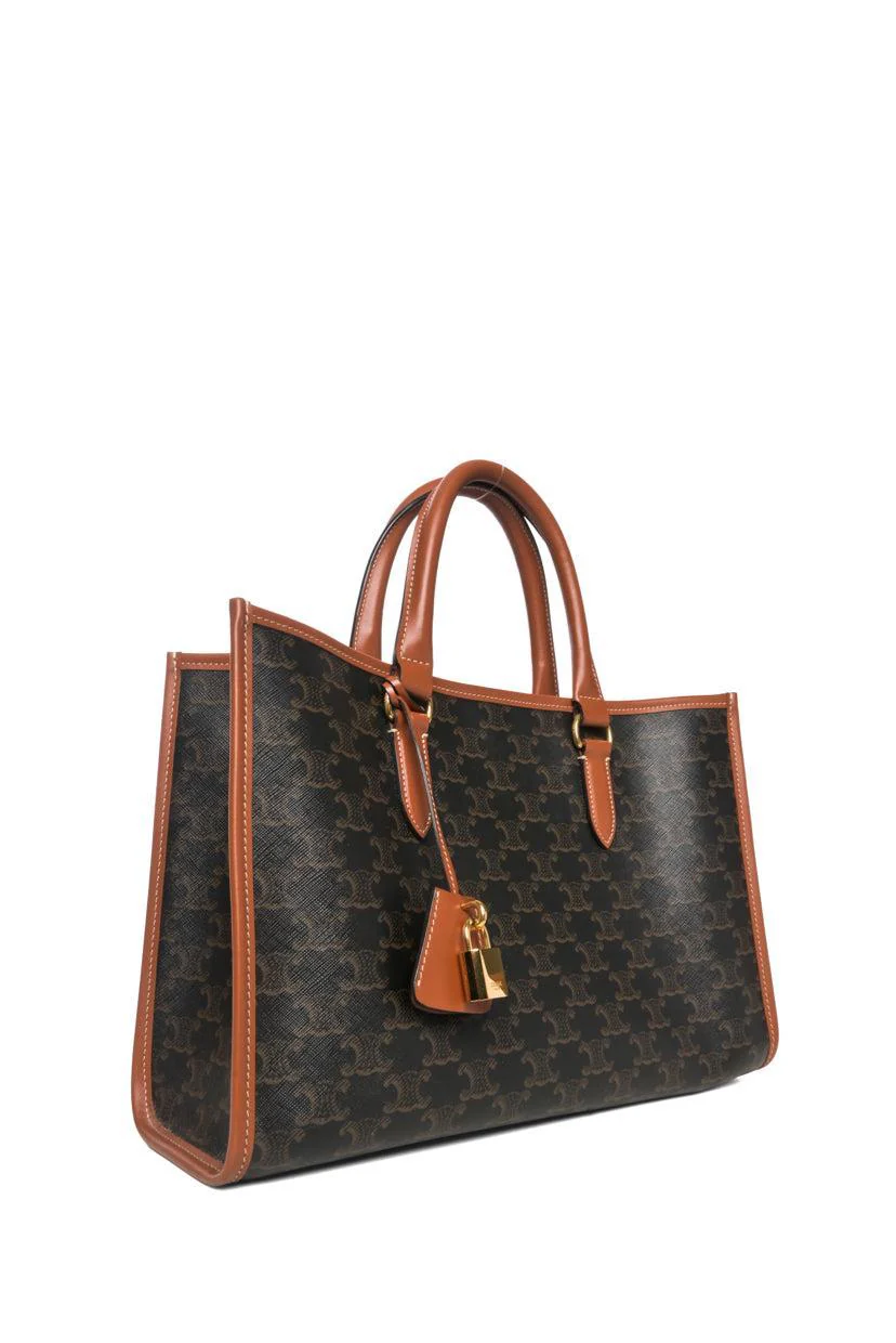 Celine 2022 Triomphe Canvas Calfskin Mini Horizontal Cabas Tote - Image 2