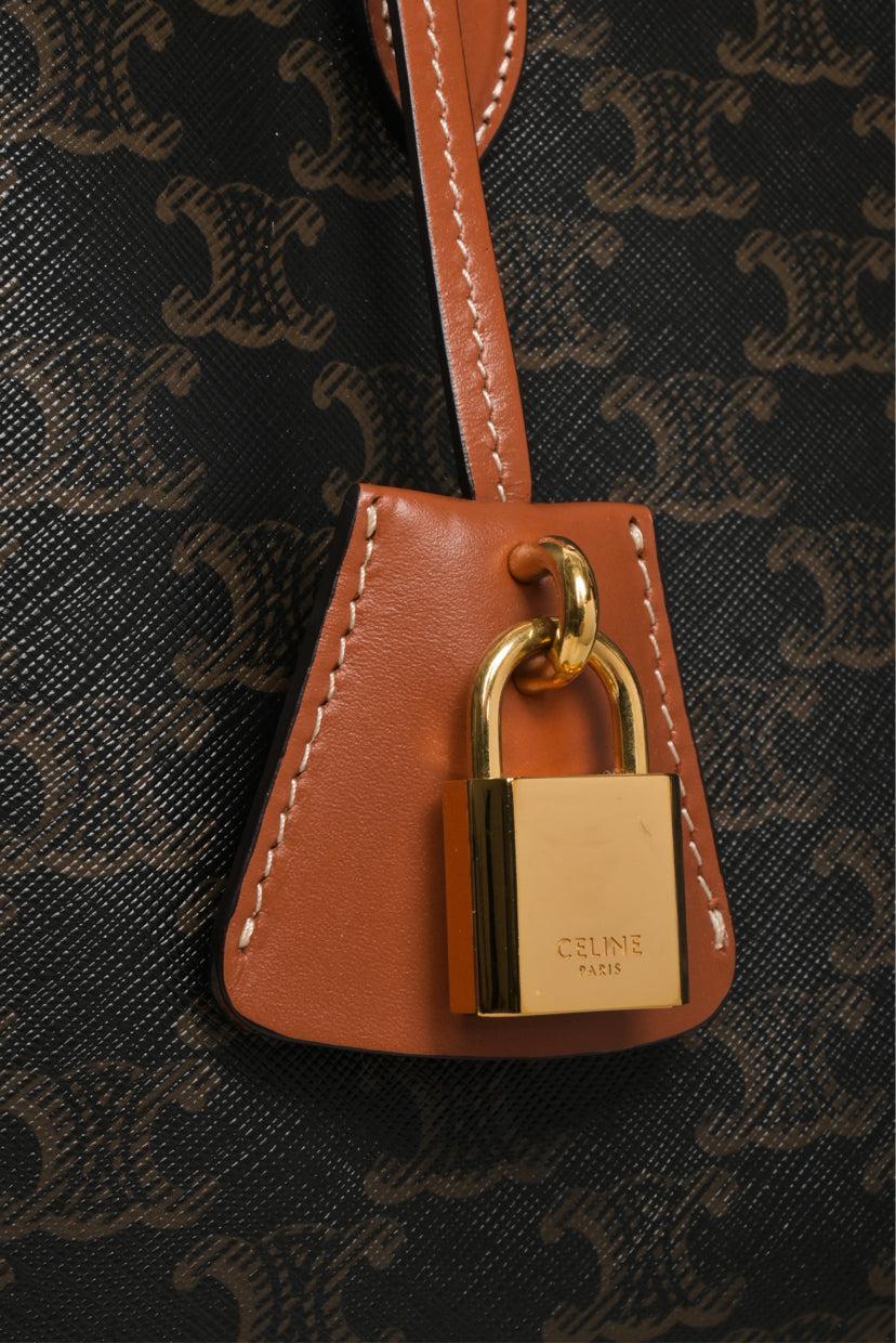 Celine 2022 Triomphe Canvas Calfskin Mini Horizontal Cabas Tote - Image 5