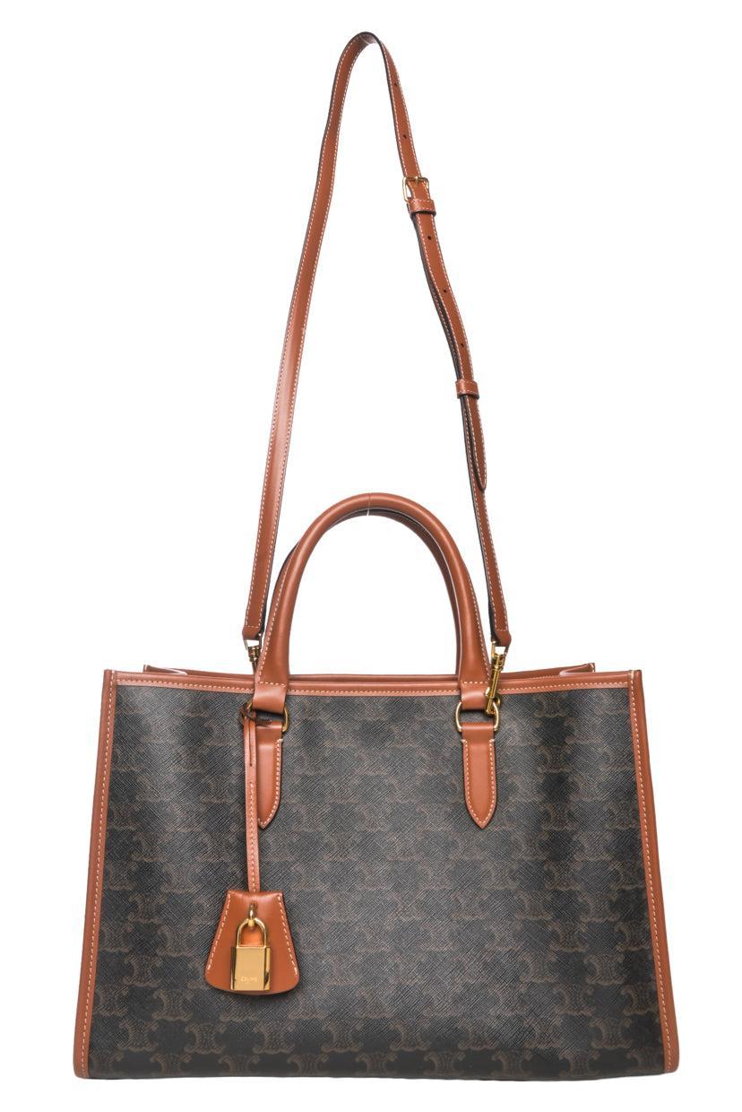 Celine 2022 Triomphe Canvas Calfskin Mini Horizontal Cabas Tote - Image 6