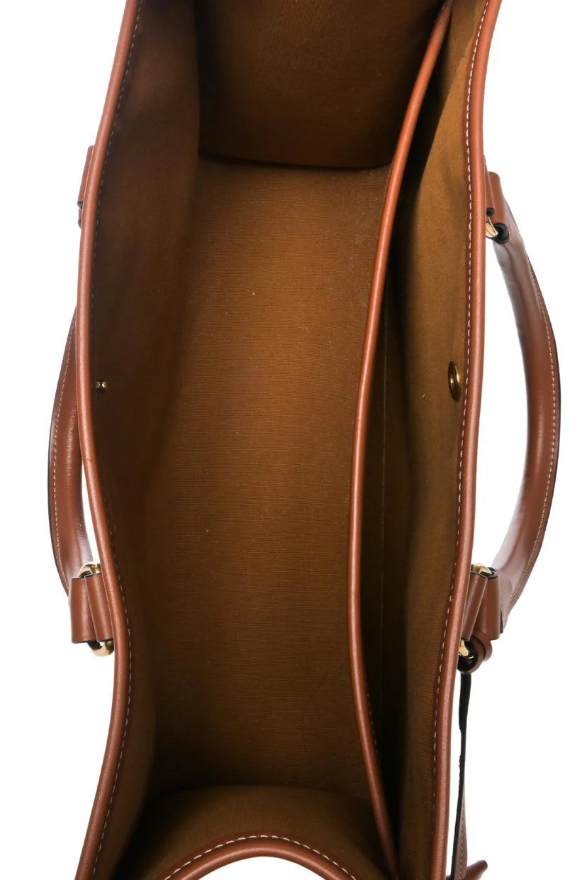 Celine 2022 Triomphe Canvas Calfskin Mini Horizontal Cabas Tote - Image 7