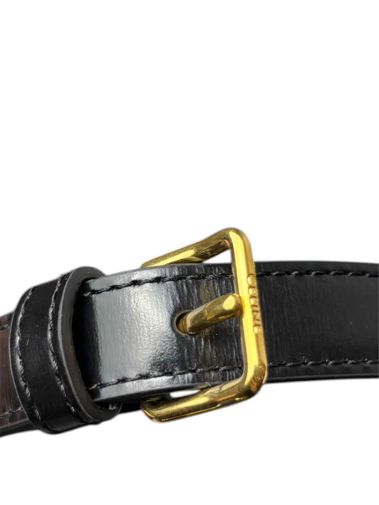 Celine Black Teen Shiny Calfskin Triomphe Flap Purse - Image 12