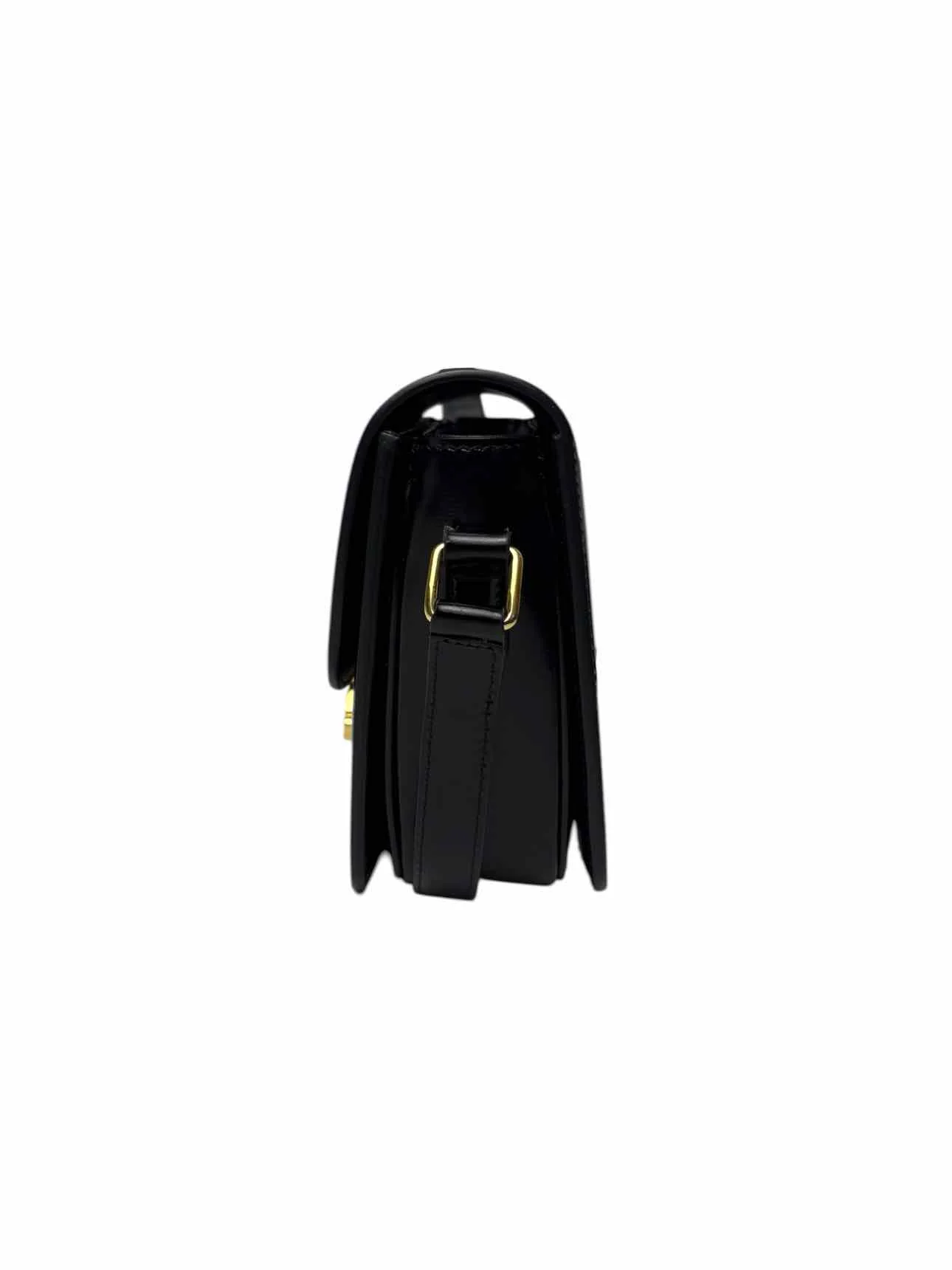 Celine Black Teen Shiny Calfskin Triomphe Flap Purse - Image 2
