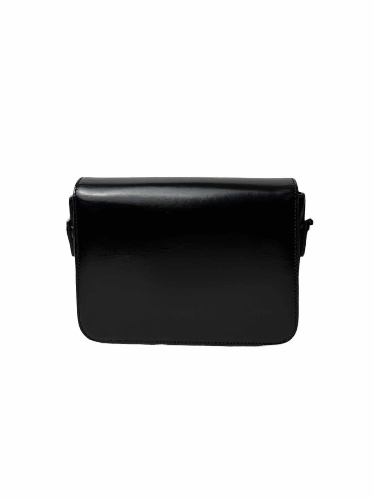 Celine Black Teen Shiny Calfskin Triomphe Flap Purse - Image 3