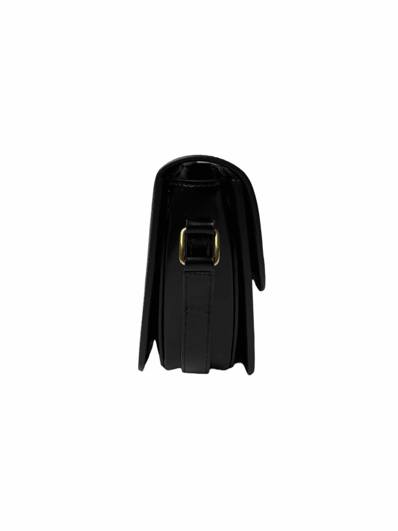 Celine Black Teen Shiny Calfskin Triomphe Flap Purse - Image 4