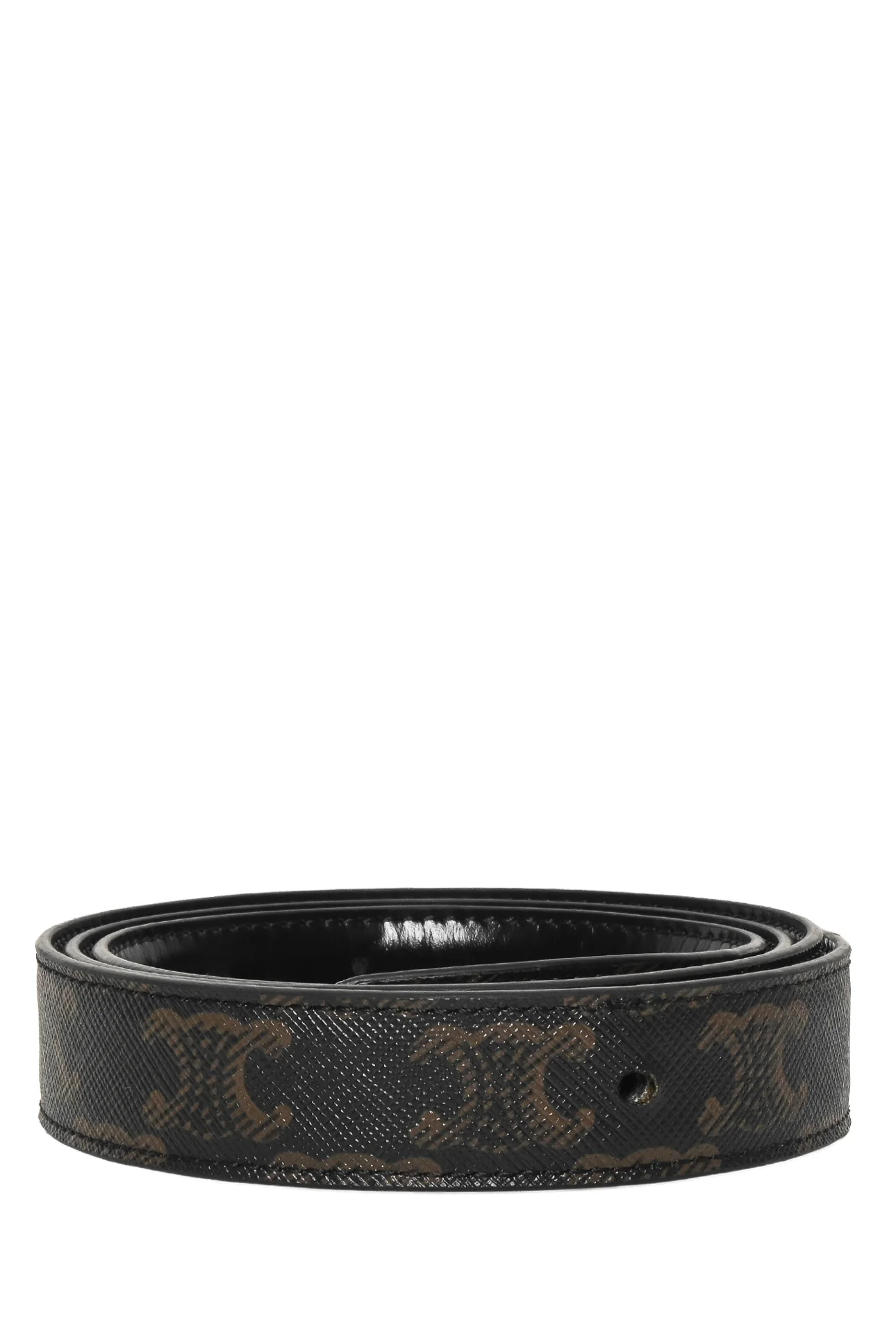 Celine Reversible Taurillon Leather & Triomphe Canvas 25mm Belt Strap - Image 2