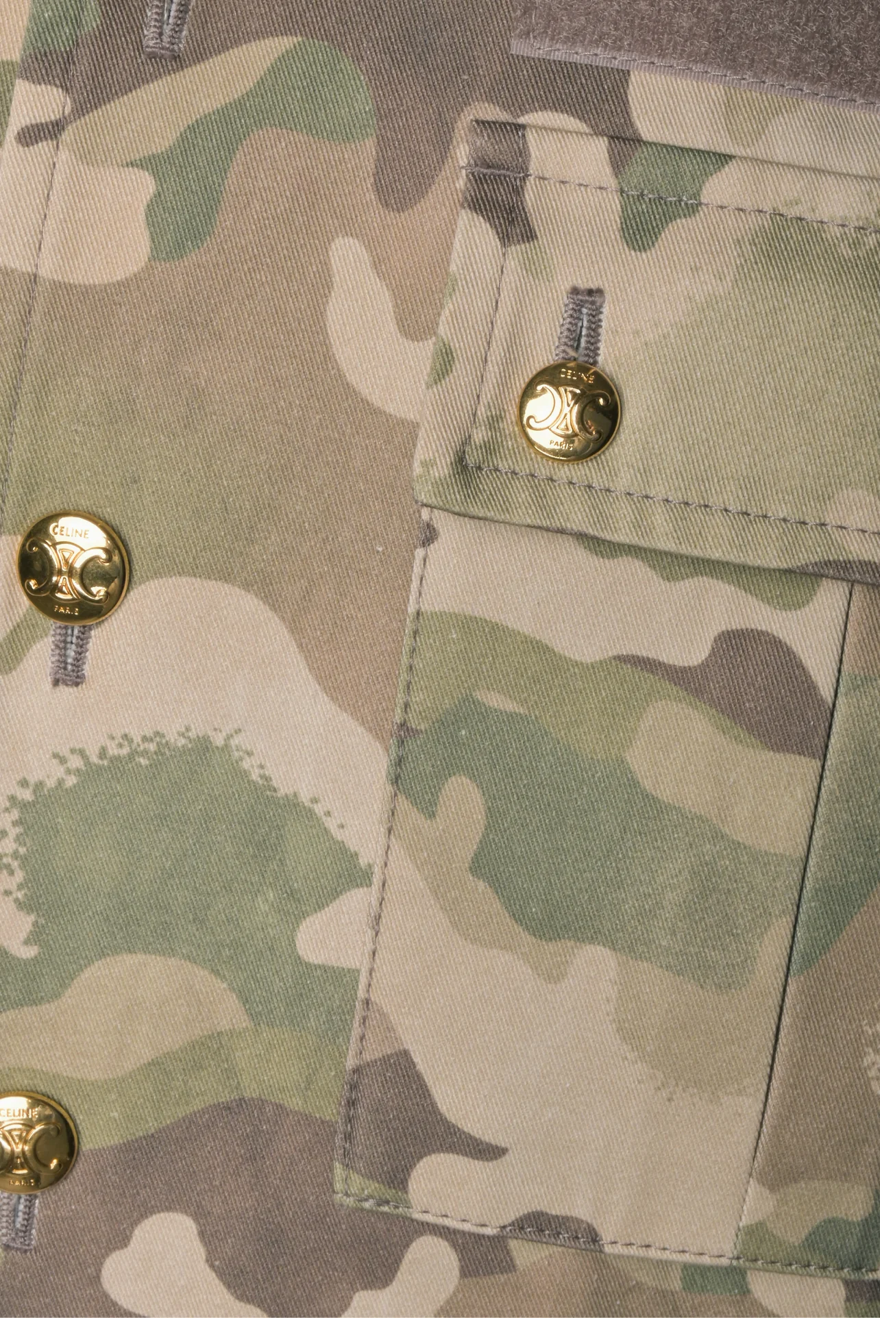 Celine Size 2 Camouflage Print Utility Jacket - Image 3
