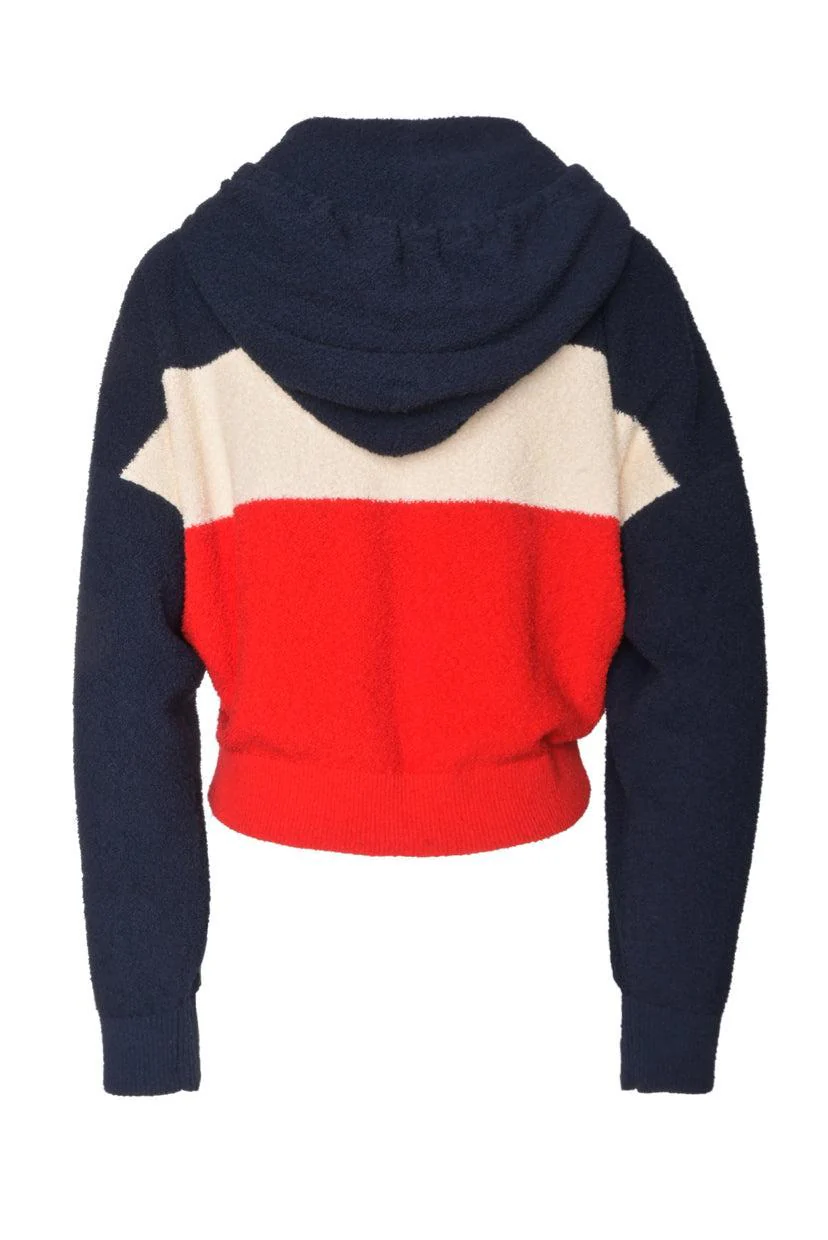 Celine Size S Triomphe Embroidered Tricolor Pile Zip Up Hoodie - Image 2