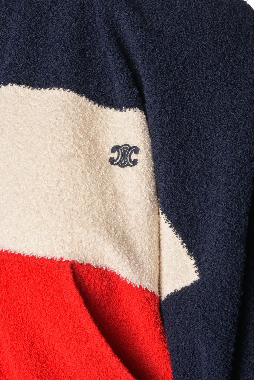 Celine Size S Triomphe Embroidered Tricolor Pile Zip Up Hoodie - Image 3