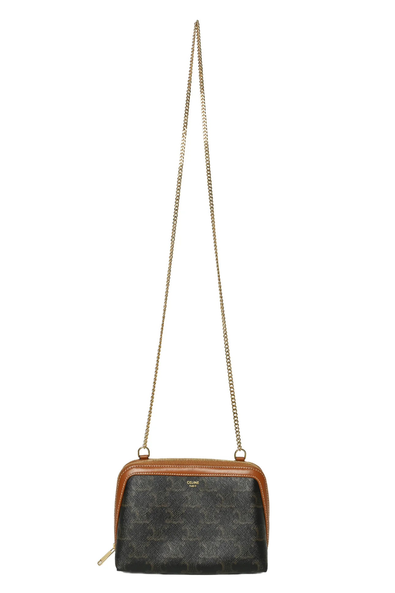 Celine Triomphe Canvas & Lambskin Clutch On Chain Crossbody - Image 5