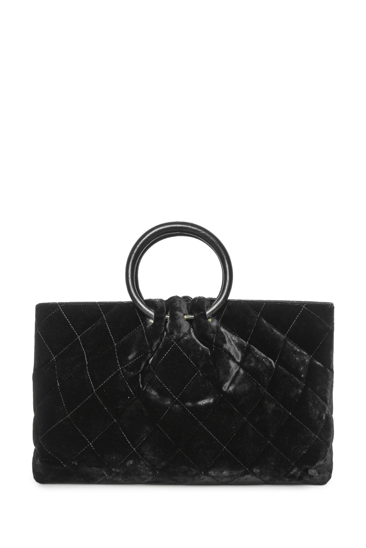 Chanel 2001 Velvet Quilted Top Handle Bag - Image 3