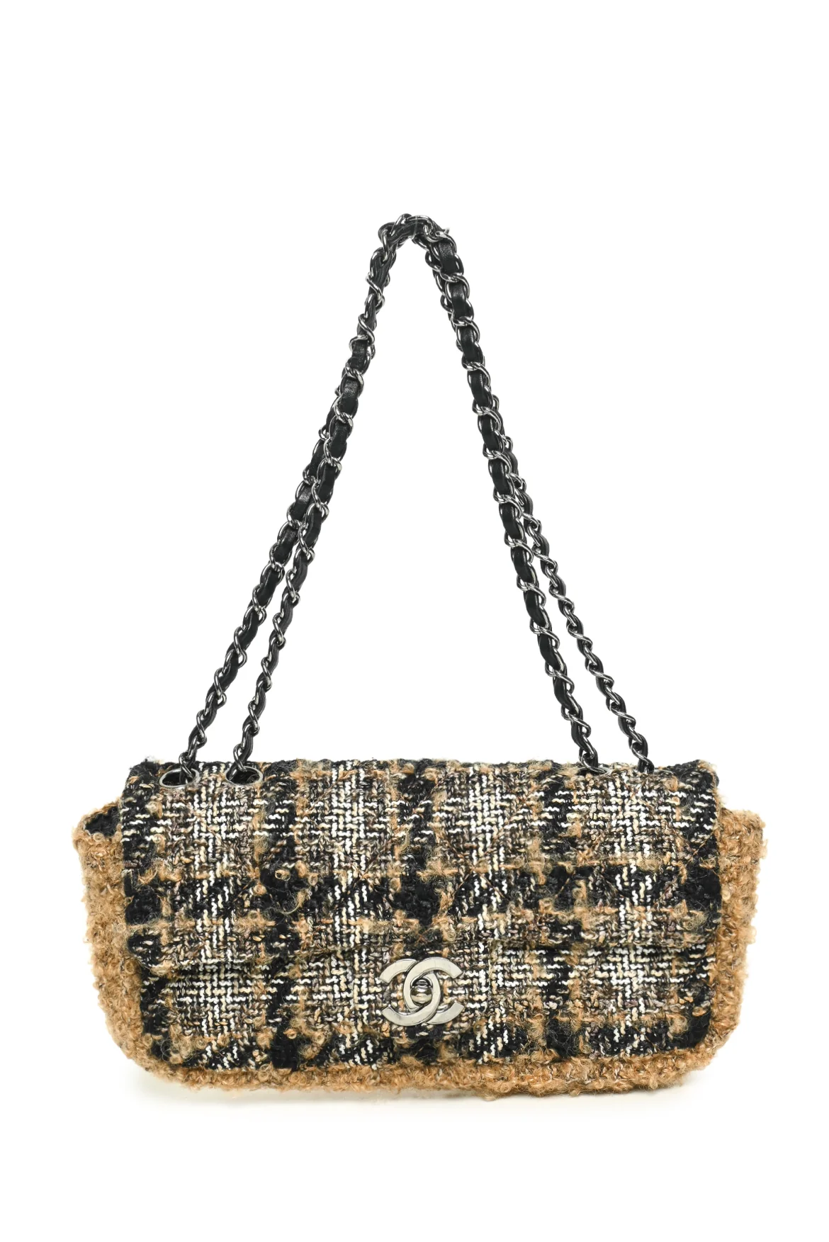 Chanel 2005-2006 Tweed East West Single Flap Shoulder Bag - Image 5