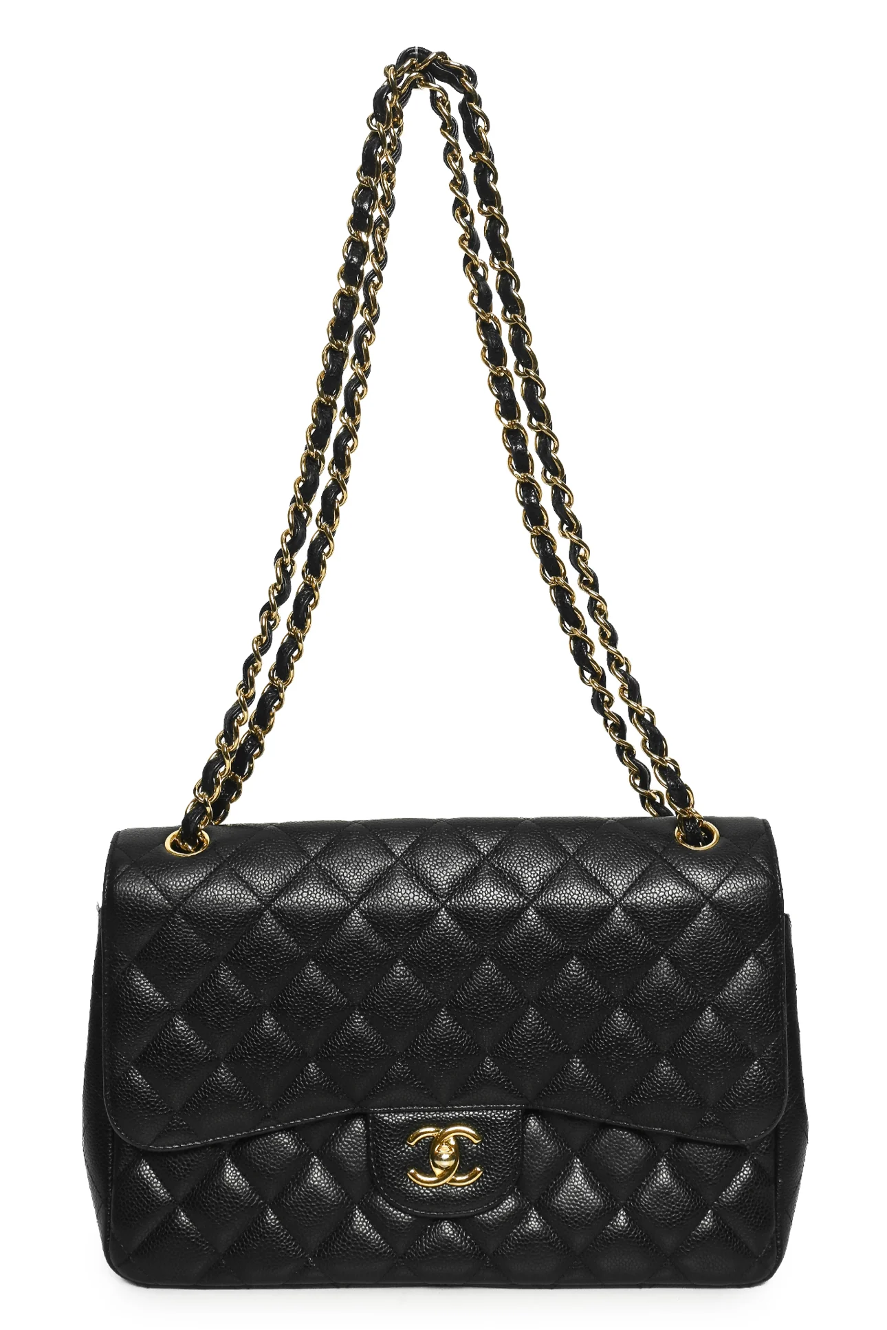 Chanel 2011 Caviar Quilted Jumbo Double Flap Shoulder Bag - Image 5