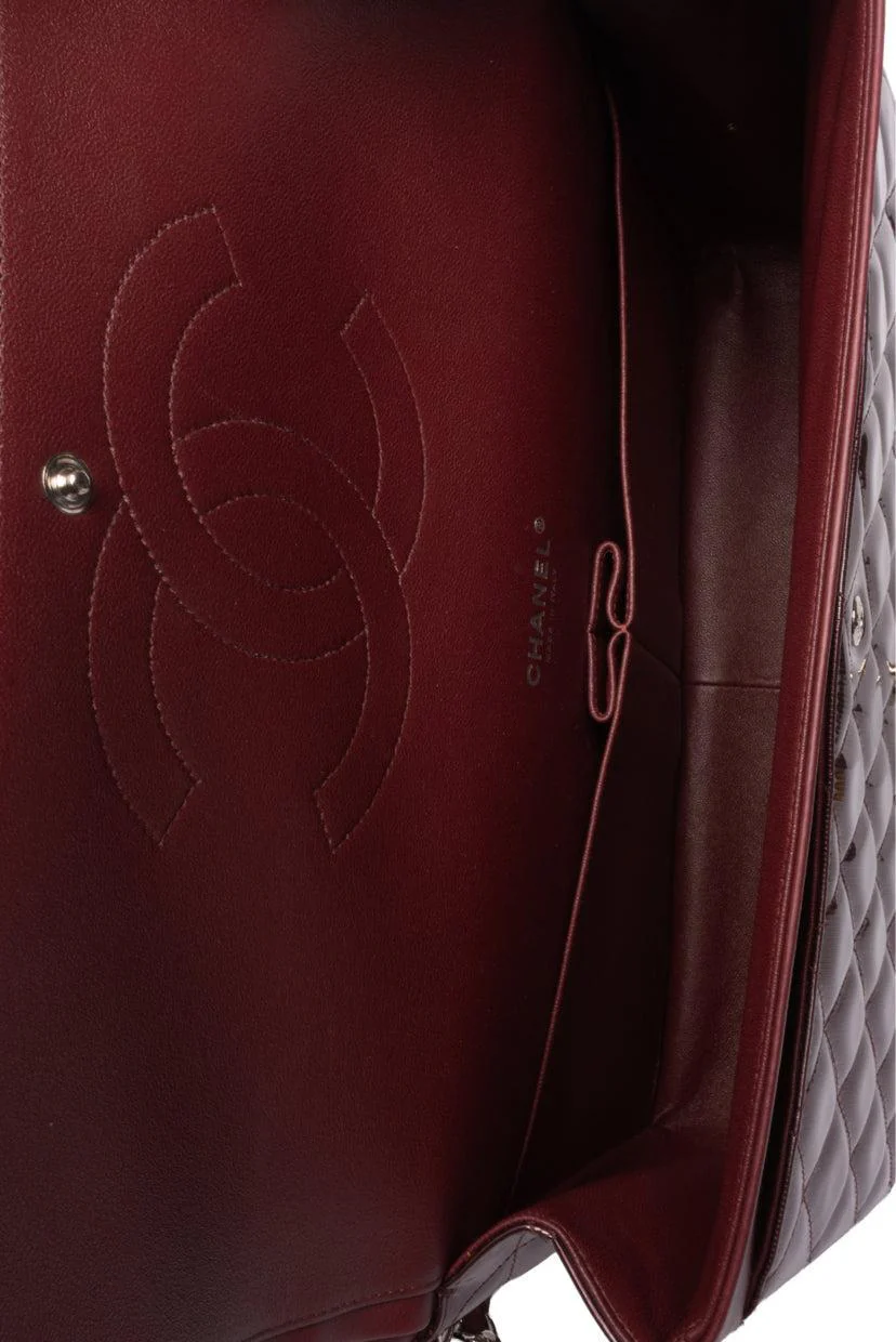 Chanel 2012 Striated Metallic Patent Leather Double Flap Maxi Shoulder Bag - Image 6
