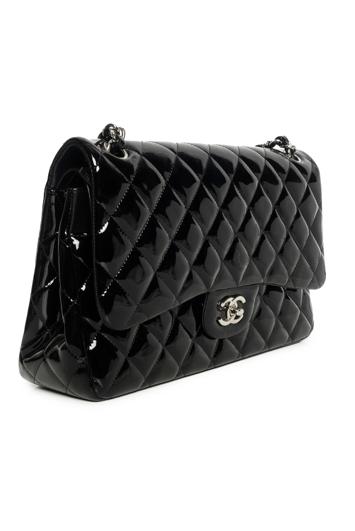 Chanel 2012 Quilted Patent Leather Jumbo Double Flap Shoulder Bag - Image 2