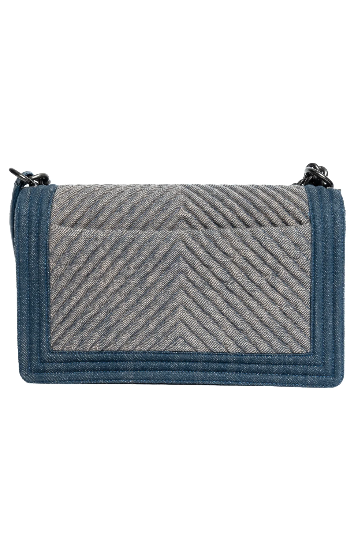Chanel 2014-15 Medium Denim Chevron Boy Bag - Image 3