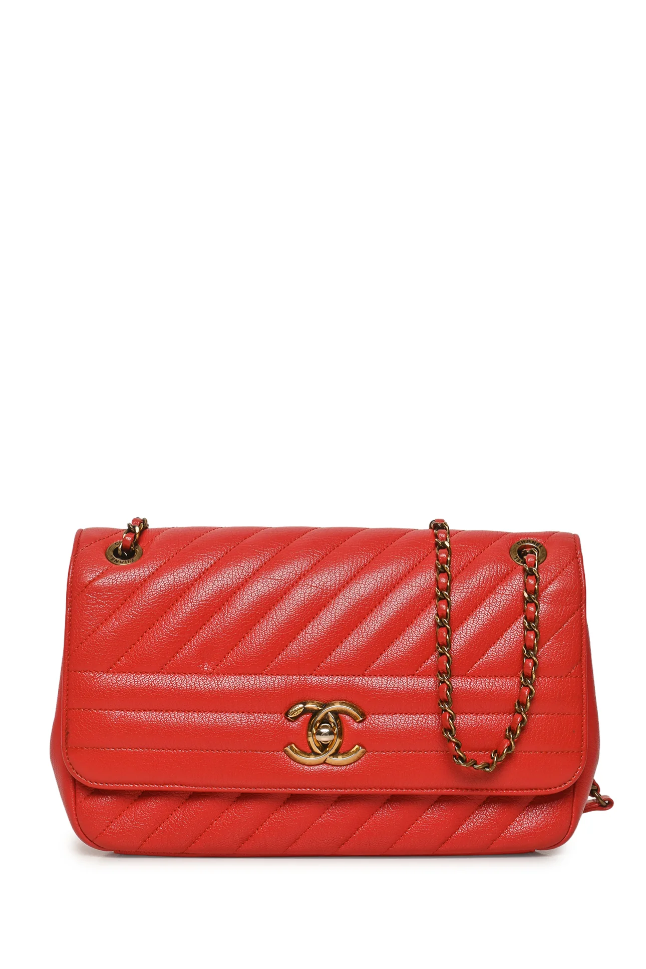 Chanel 2016-2017 Diagonal Quilted Flap Shoulder Bag