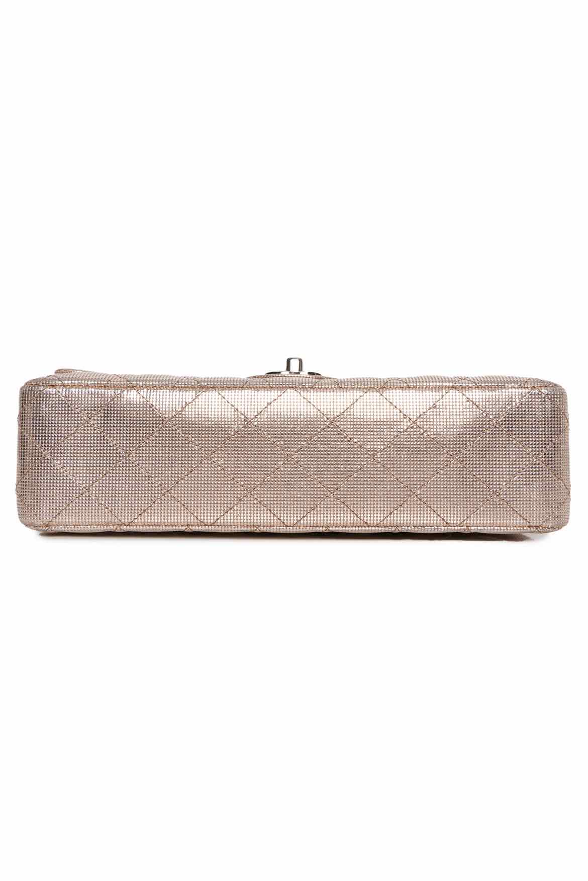 Chanel 2016 Rose Gold Pixel Effect Quilted Leather Medium Double Flap Purse - Image 5
