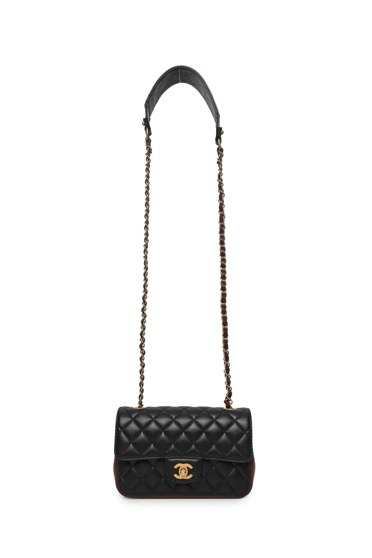 Chanel 2020 Bicolor Quilted Calfskin Small Strap Into Flap Bag - Image 5