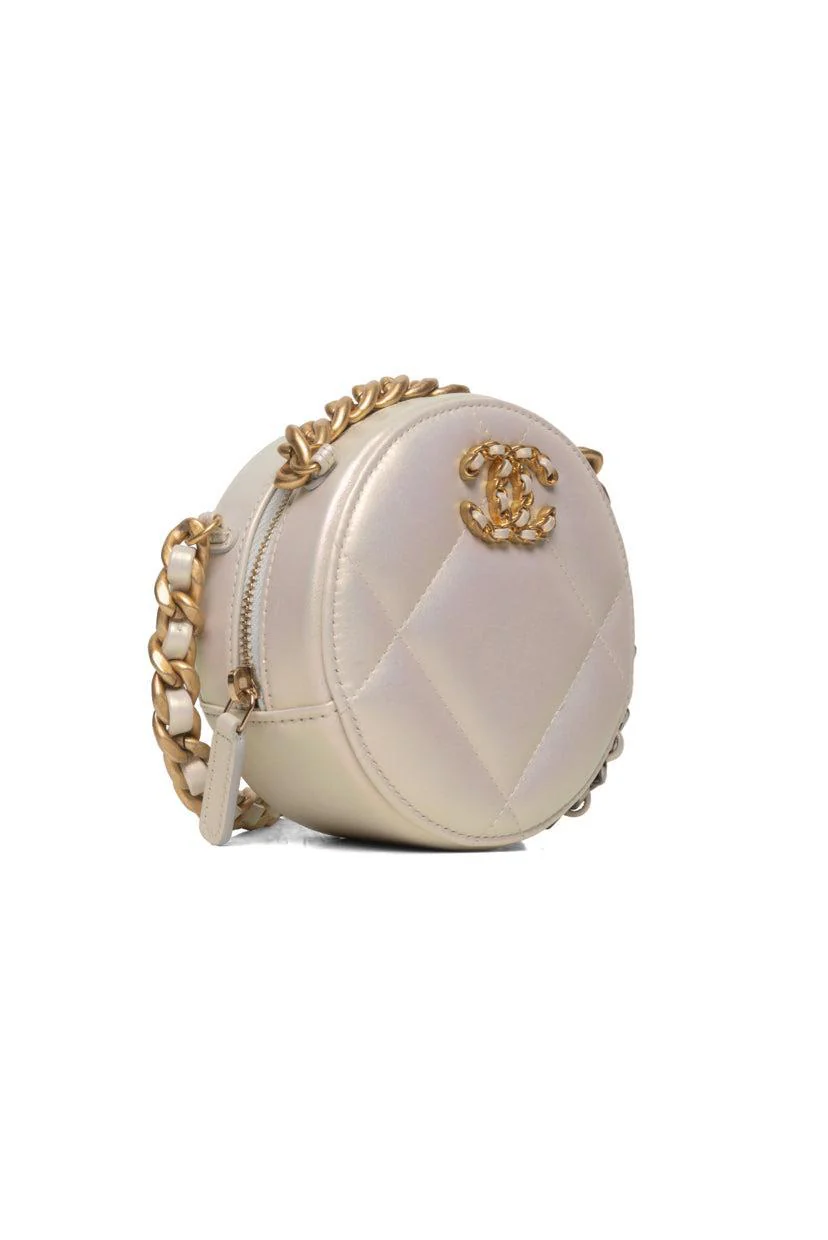 Chanel 2020 Chanel 19 Iridescent Round Clutch on Chain - Image 2