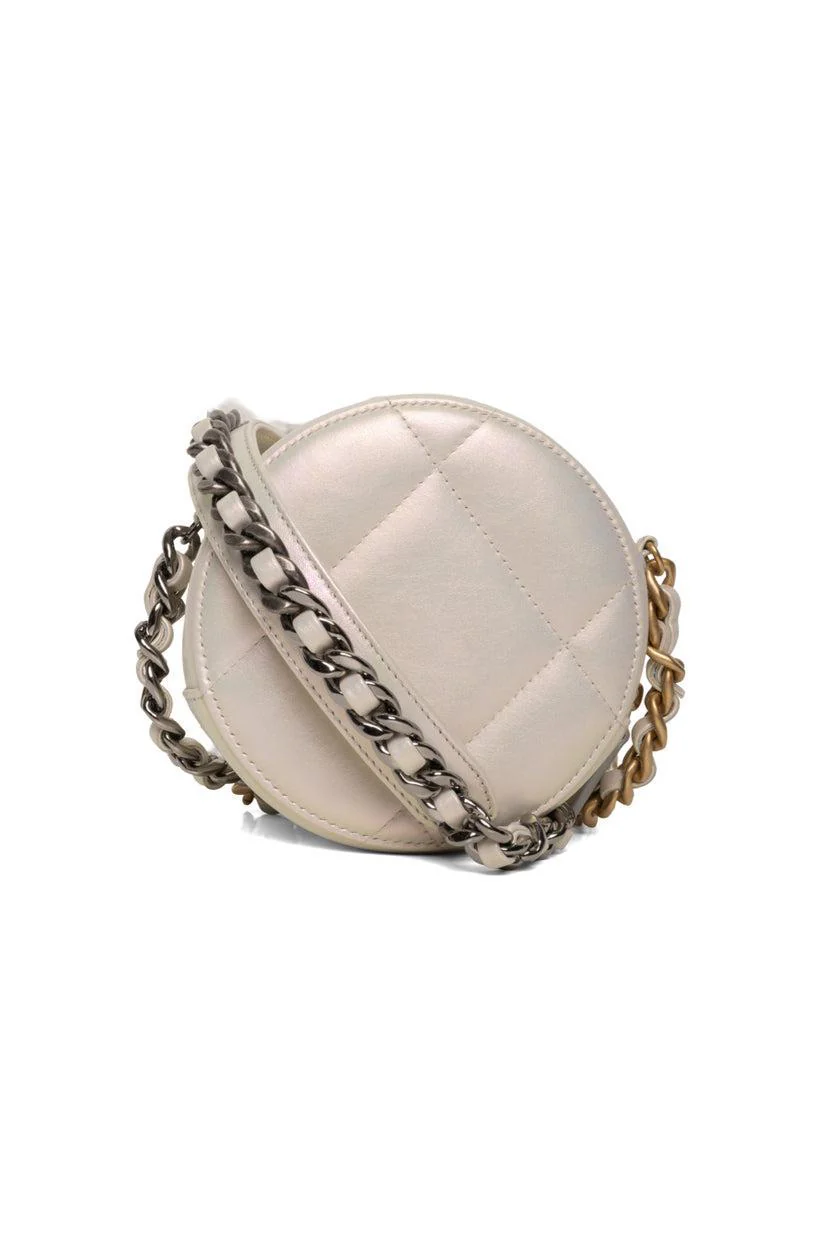 Chanel 2020 Chanel 19 Iridescent Round Clutch on Chain - Image 3