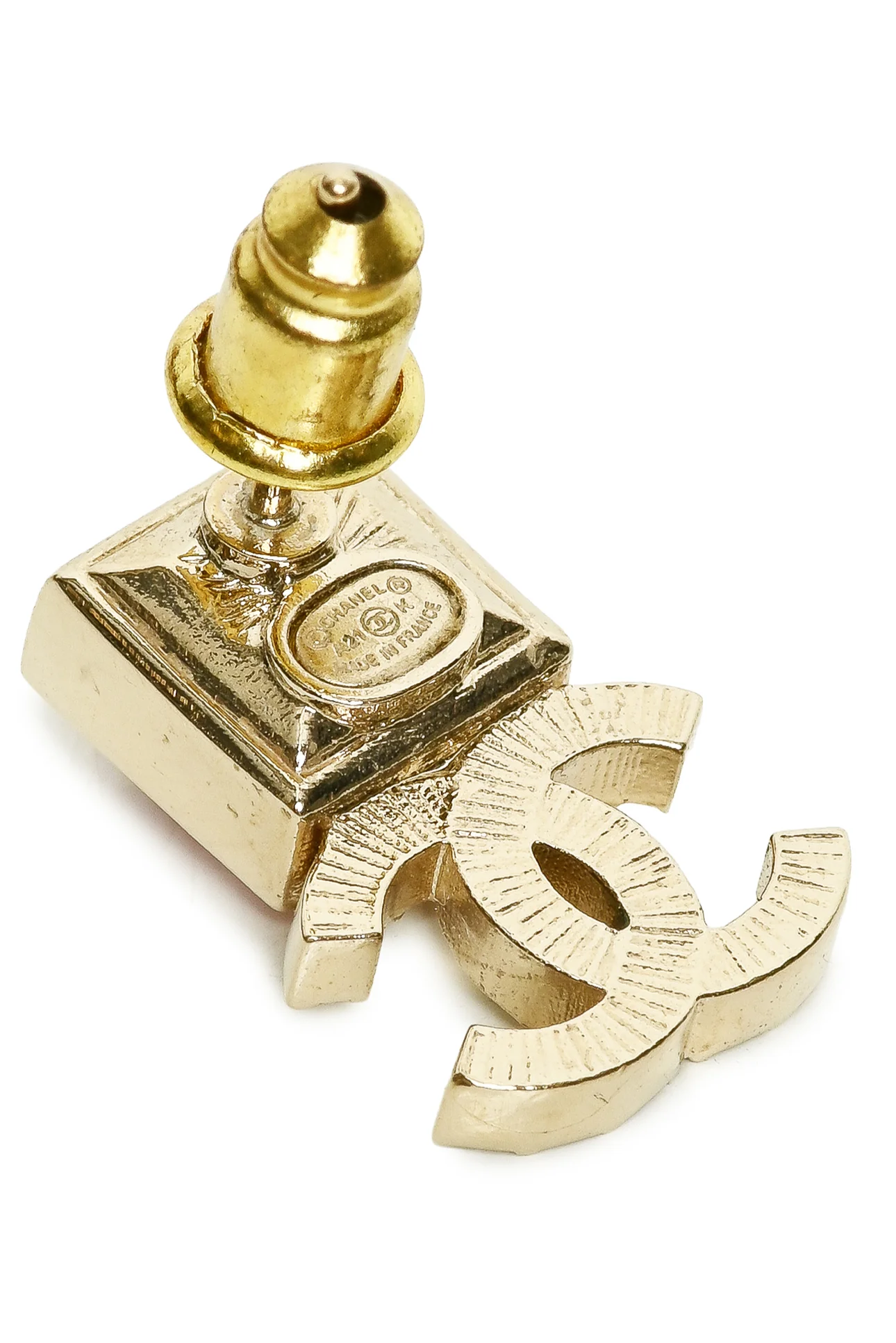 Chanel 2021 CC Pink Square Crystal StudEarrings - Image 2
