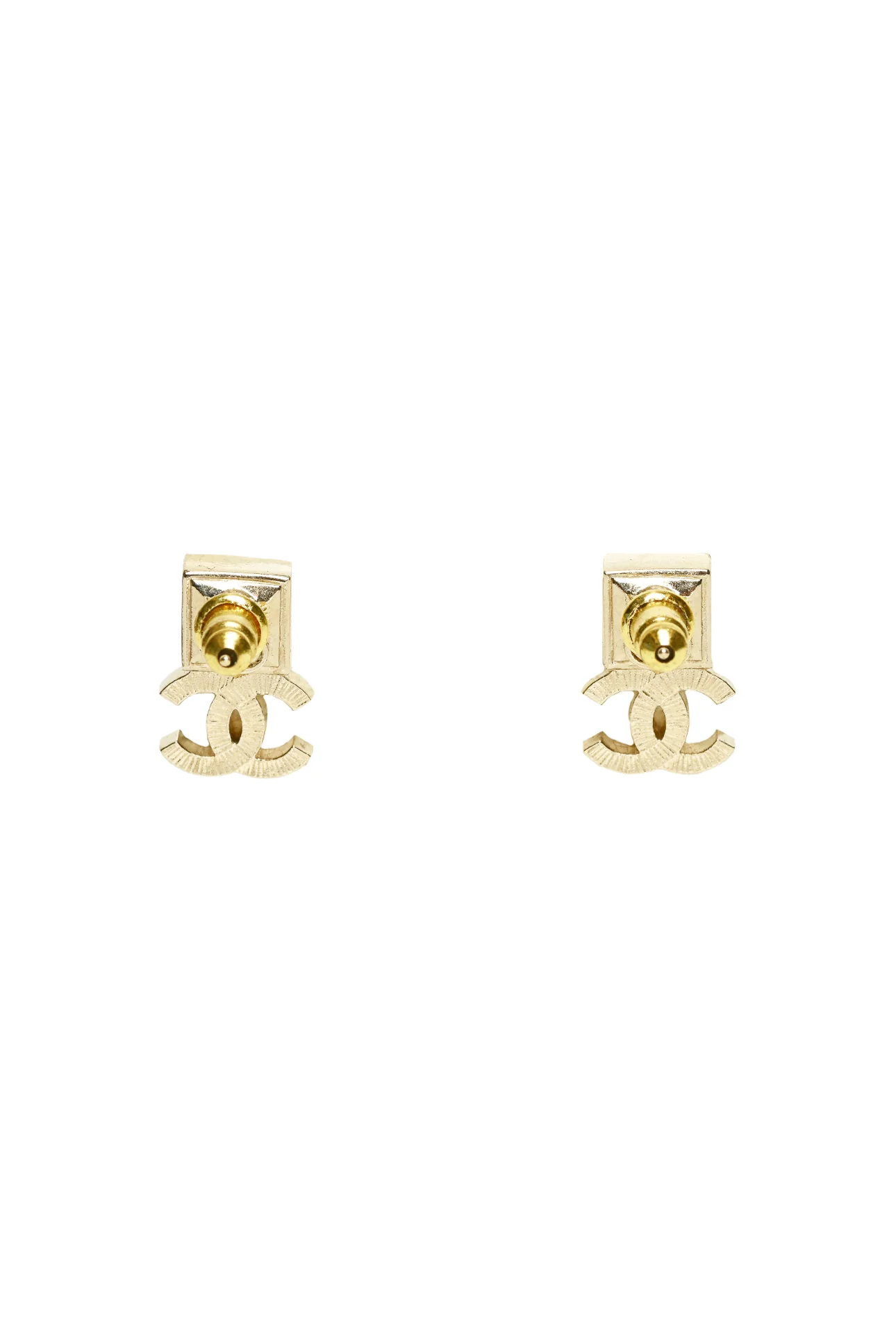Chanel 2021 CC Pink Square Crystal StudEarrings - Image 3