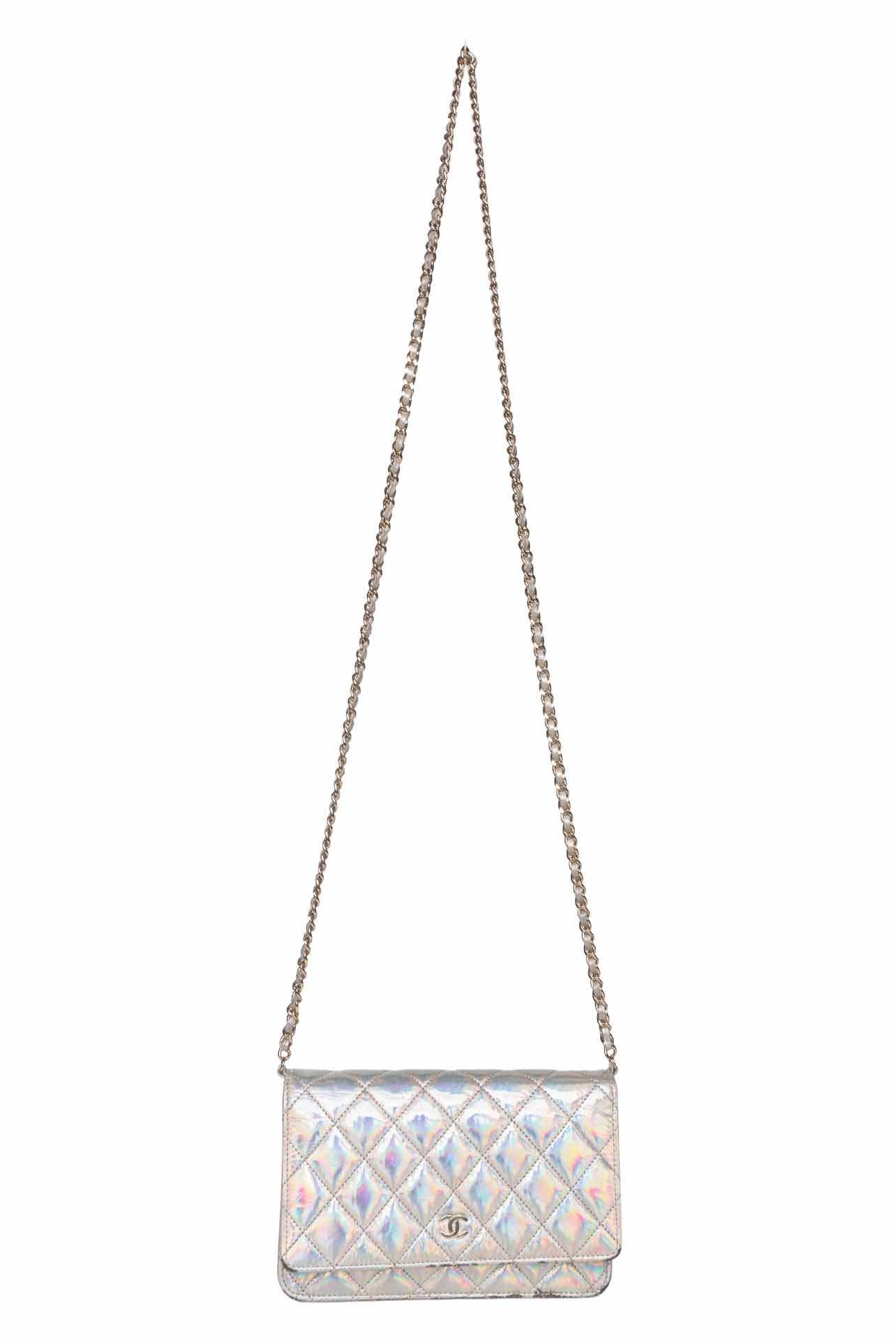 Chanel 2021 Iridescent Goatskin Quilted Wallet On Chain - Image 8