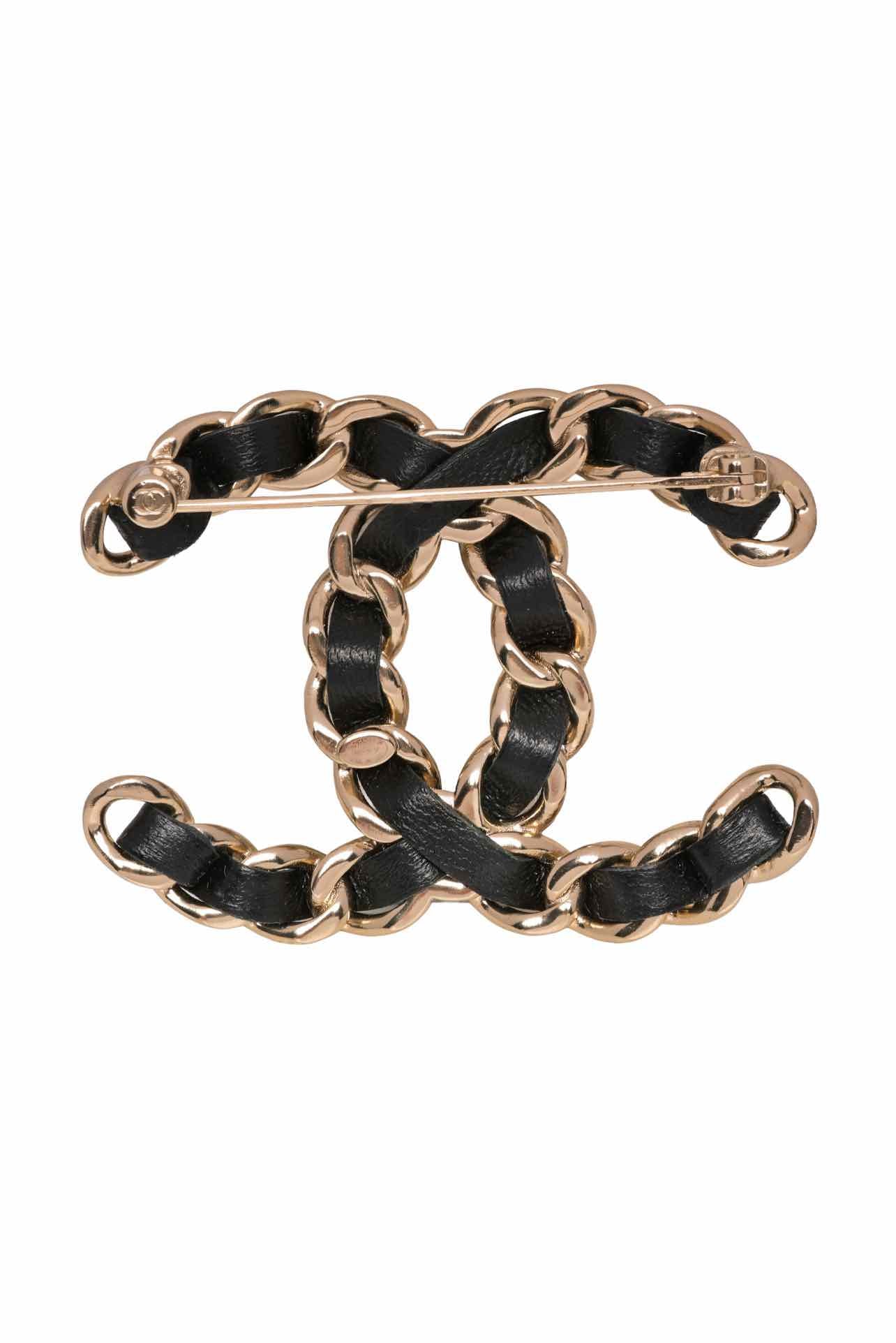 Chanel 2022 CC Leather Woven Brooch - Image 2