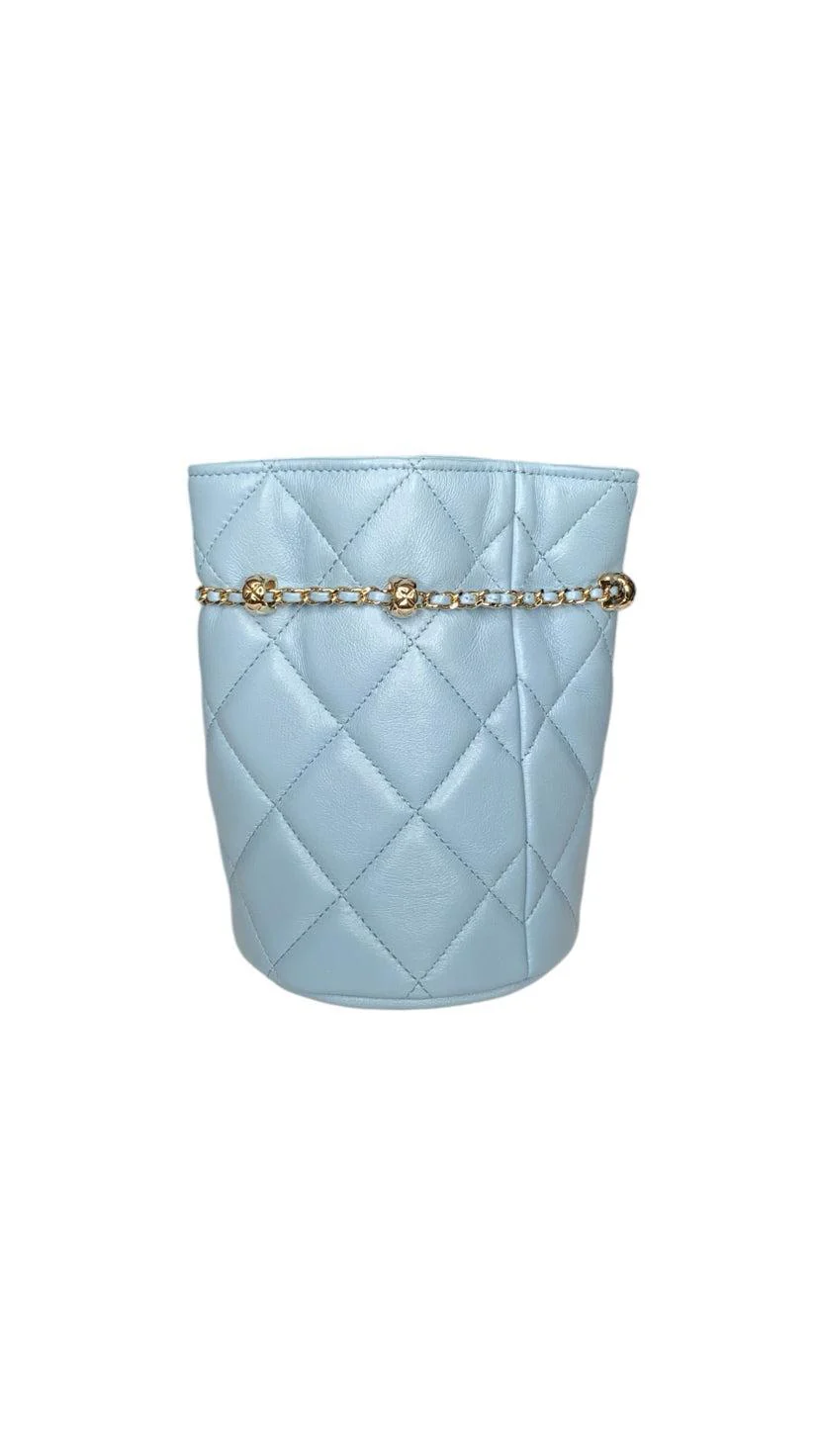 Chanel 2022 Crossbody Micro Drawstring Chain Bucket Bag - Image 3