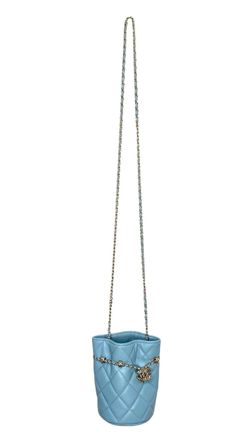 Chanel 2022 Crossbody Micro Drawstring Chain Bucket Bag - Image 5