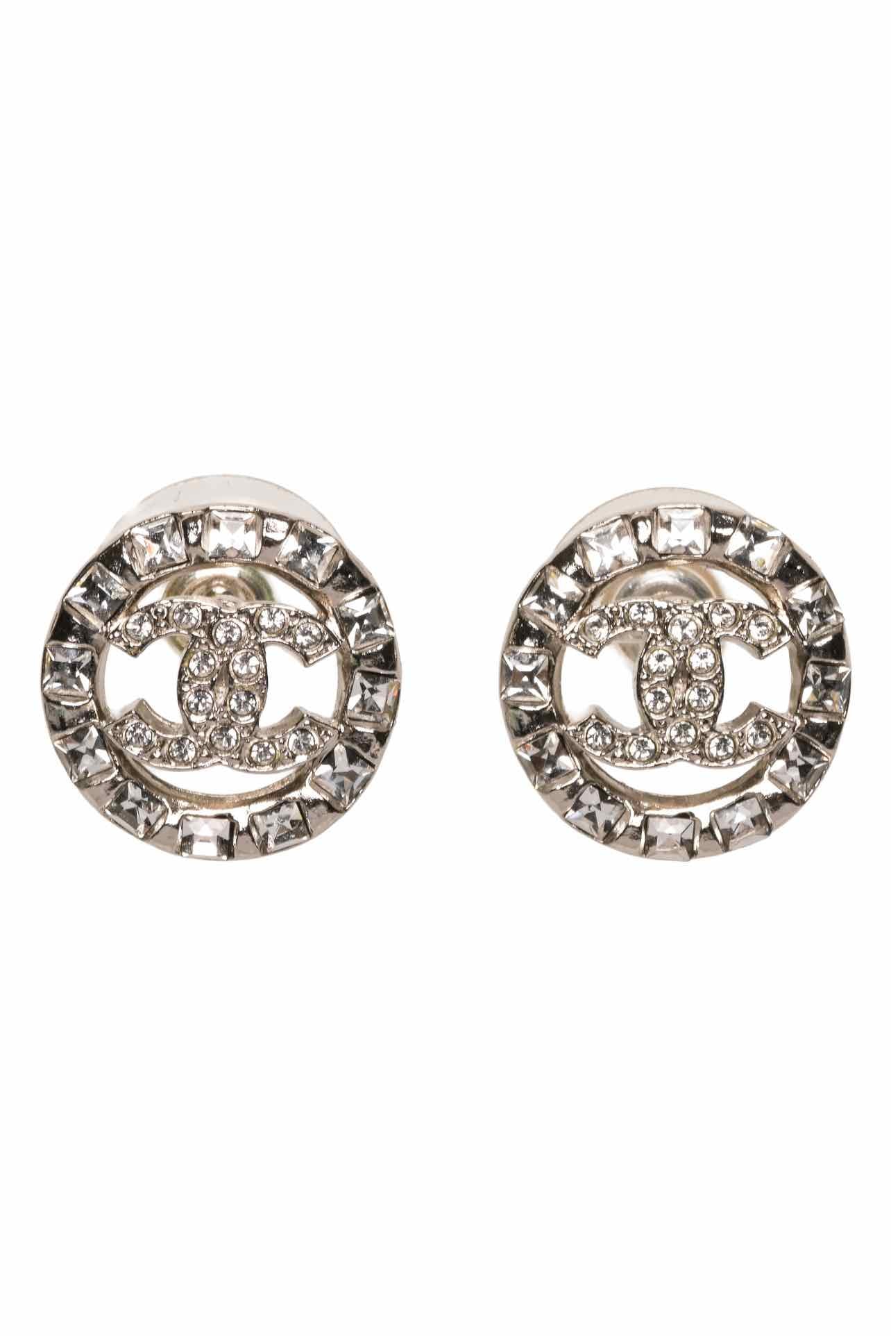 Chanel 2022 Crystal CC Stud Earrings