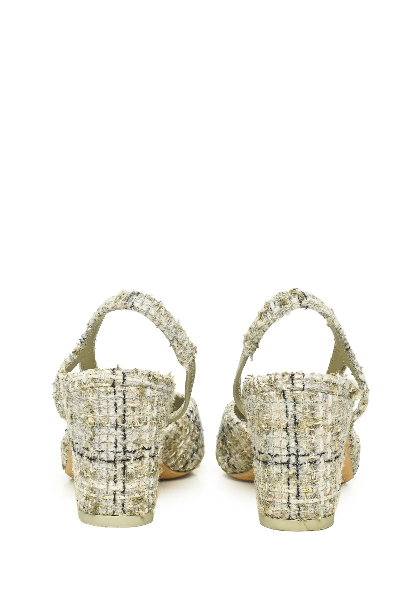 Chanel 2025 Size 37 Cap Toe Slingback Tweed Pumps - Image 4